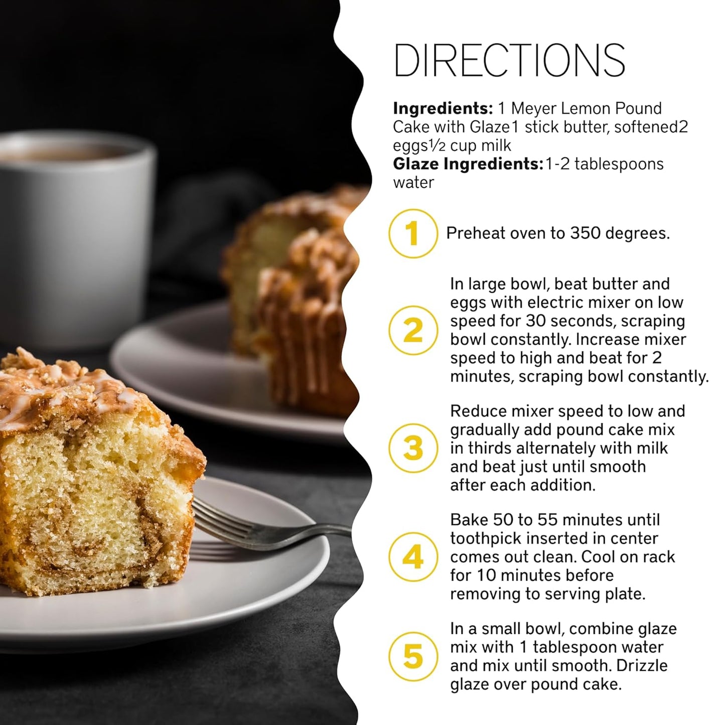 Southern Living Meyer Lemon Pound Cake Mix, Gourmet, Moist, Buttery Flavor with Easy Glaze, Perfect for 8-12 Servings, 1 Box