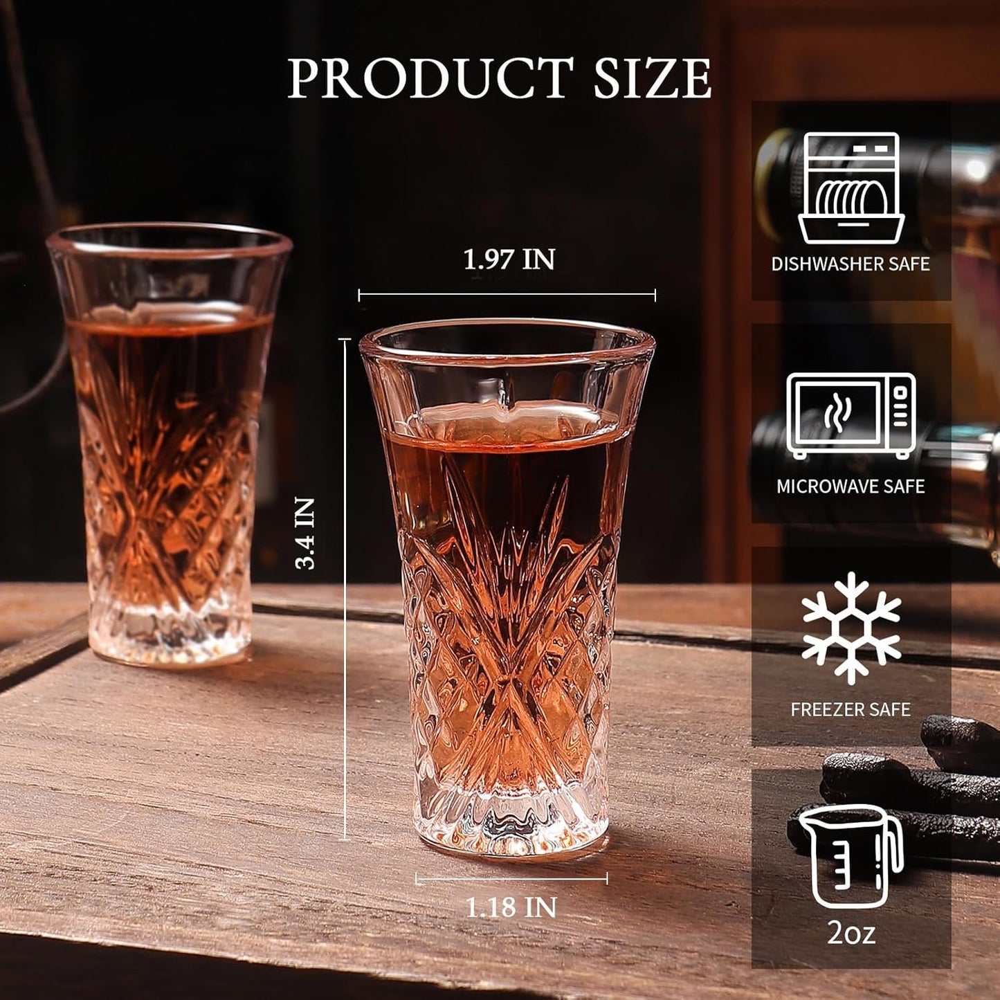 2 oz Shot Glasses Set,12-Pack Shot Glass with Heavy Base Crystal Shot Glasses Bulk Small Glass Cups for Liqueur Spirits Bar Party Favor Housewarming Gift