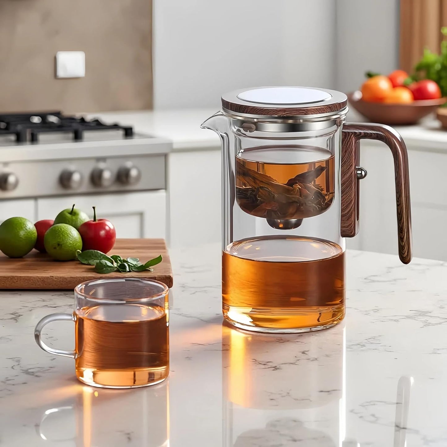 Enchanti Tea Pot, Creative Witchcraft Magic Glass Teapot, Detachable Loose Tea Glass Tea Infuser, Ideal for Tea Steeper-34oz (approx. 1000 ml)