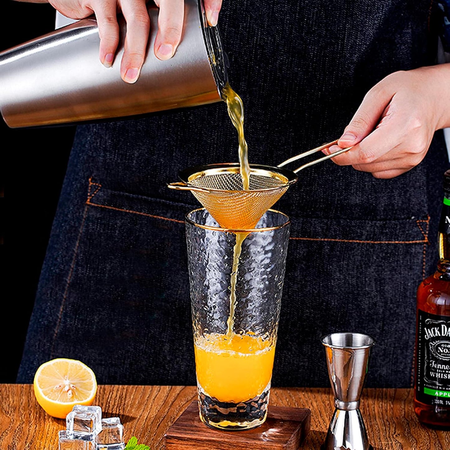 2 Pack Stainless Steel Small Food Strainer, Fine Mesh Sieve with Long Handle, Cocktail Strainer For Cocktails, Tea Herbs, Coffee & Drinks, Rust Proof & Great as Tea Strainer, 3.5inch