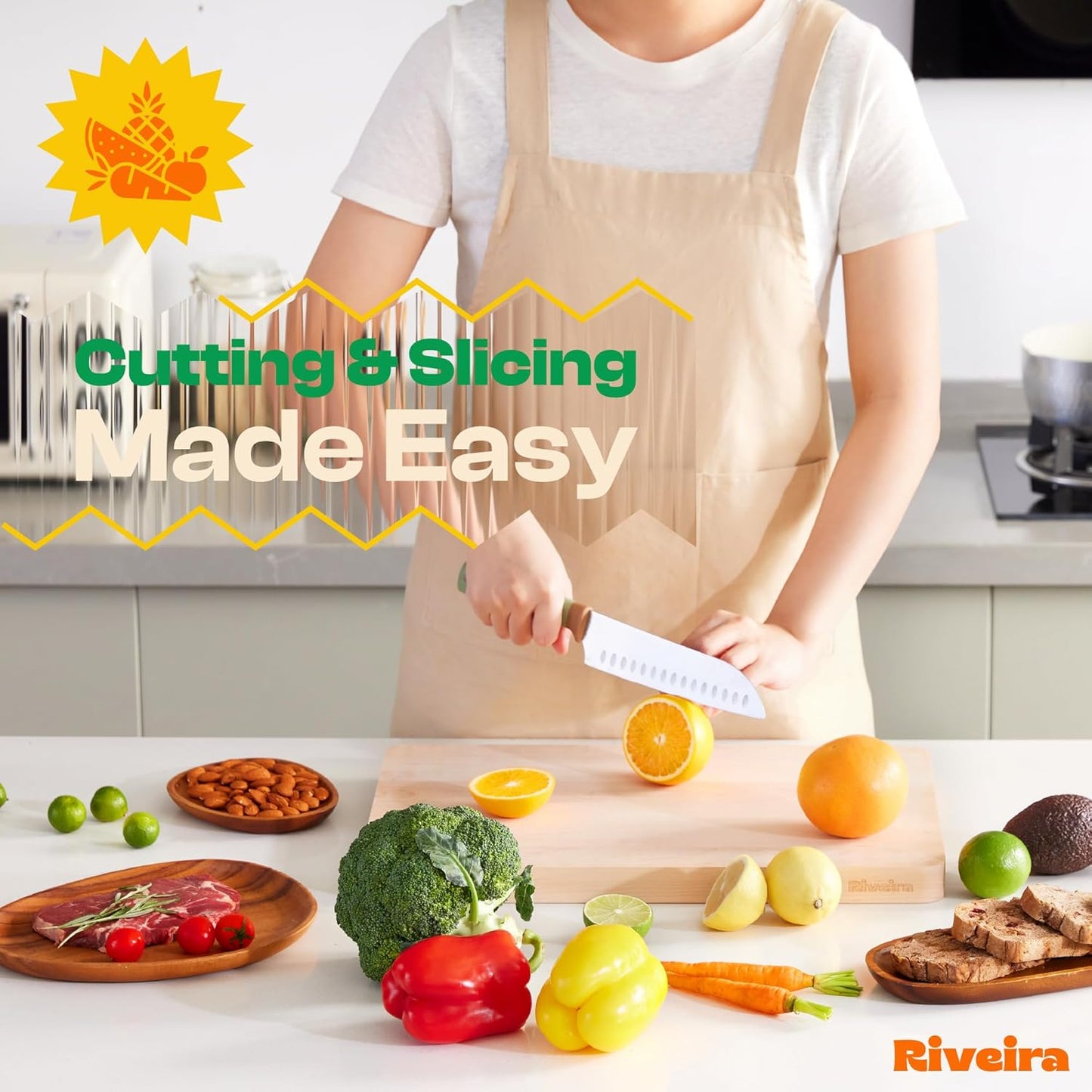 Riveira Maple Wood Cutting Board – Gourmet Maple Grandeur: 24 x 18 Wooden Cutting Board – Natural Wooden Cutting Boards For Kitchen Decorative – Innovative Juice Grooves Maple Wooden Chopping Board