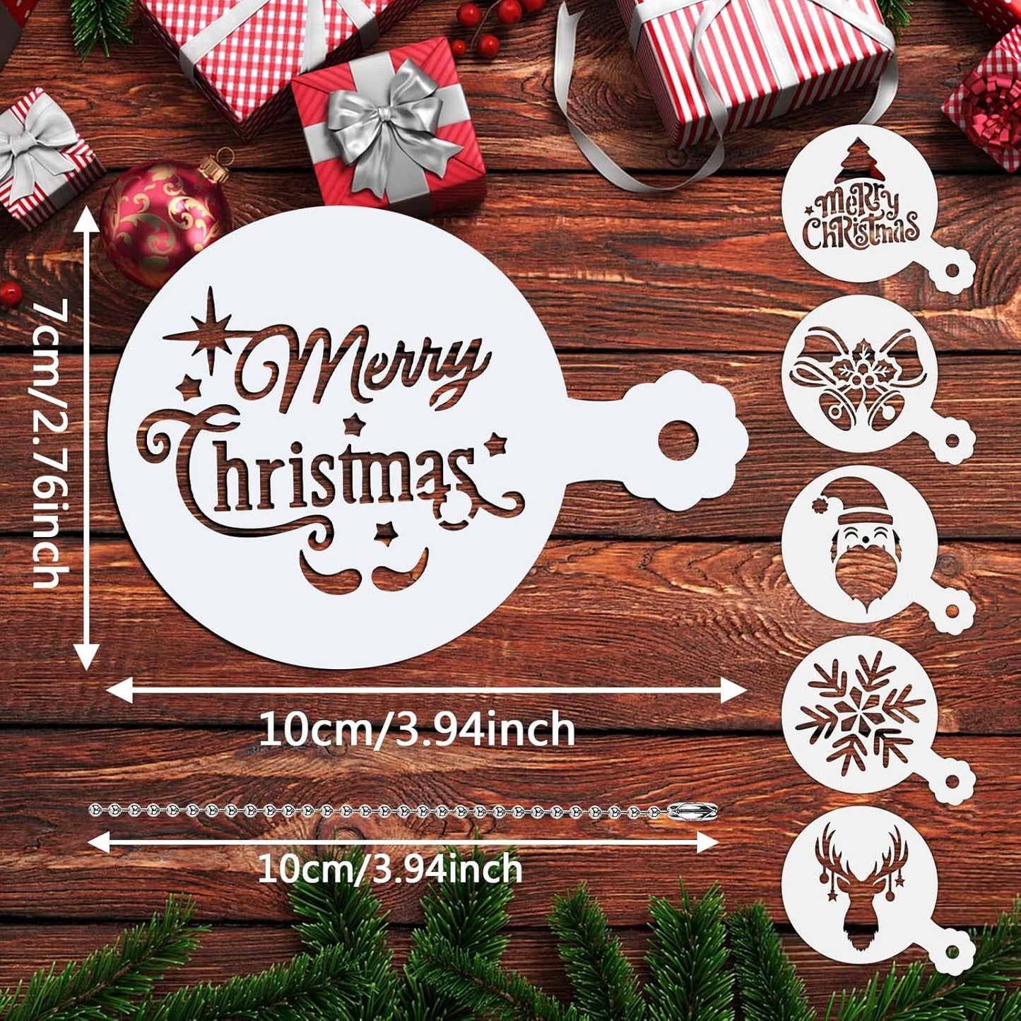 JULBEAR 36 Pieces Reusable Christmas Cookie Cake Stencils Templates Mold Tools Cookies Baking Painting Dessert Coffee Xmas Decoration