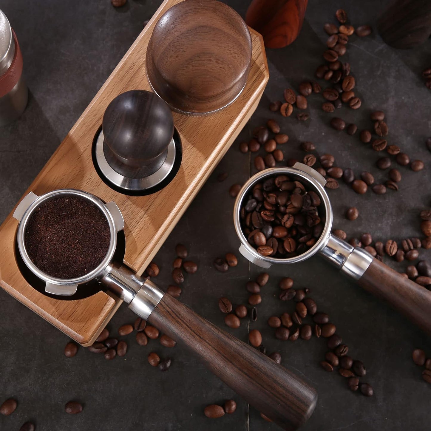 54mm Bottomless Portafilter with Double Shot Filter Basket & Wood Handle for Breville Barista Express Impress, Barista Touch Impress, Barista Pro, Infuser, Duo-Tem Pro, Bambino Plus Espresso Machine