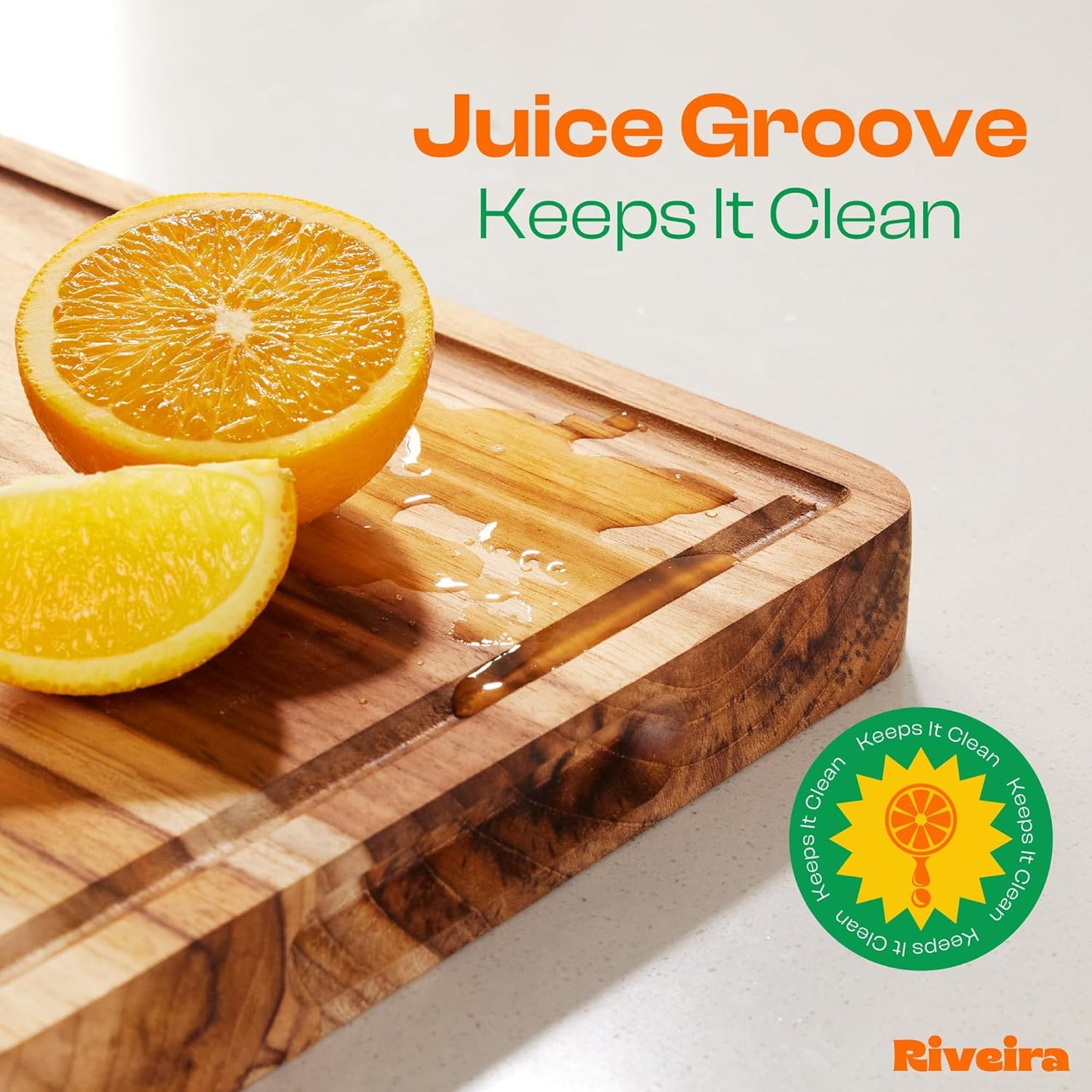 Riveira Teak Wood Cutting Board – Gourmet Teak Grandeur: 36 x 24 Wooden Cutting Board – Natural Wooden Cutting Boards For Kitchen Decorative – Innovative Juice Grooves Teak Wooden Chopping Board