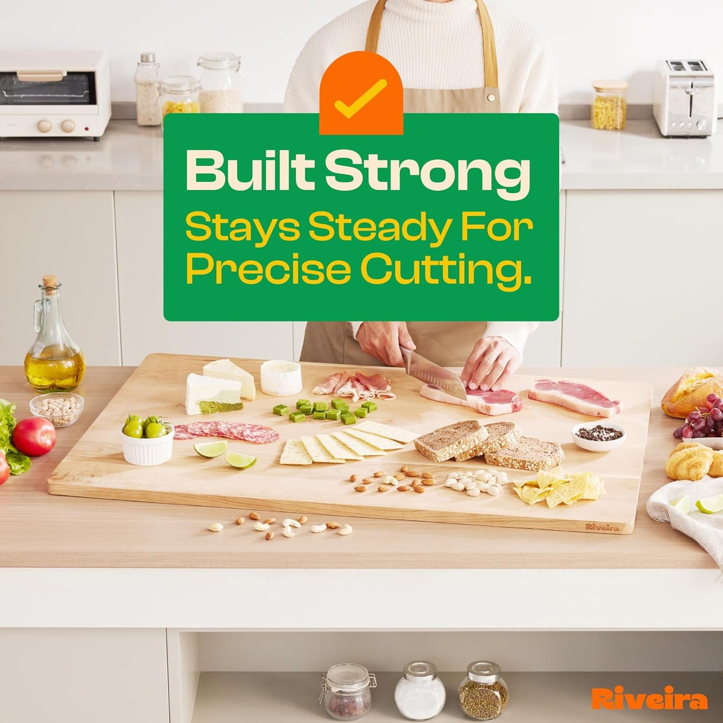 Riveira Cherry Wood Cutting Board – Gourmet Black Cherry Grandeur: 36 x 24 Wooden Cutting Board – Wooden Cutting Boards For Kitchen Decorative – Innovative Juice Grooves Cherry Wooden Chopping Board