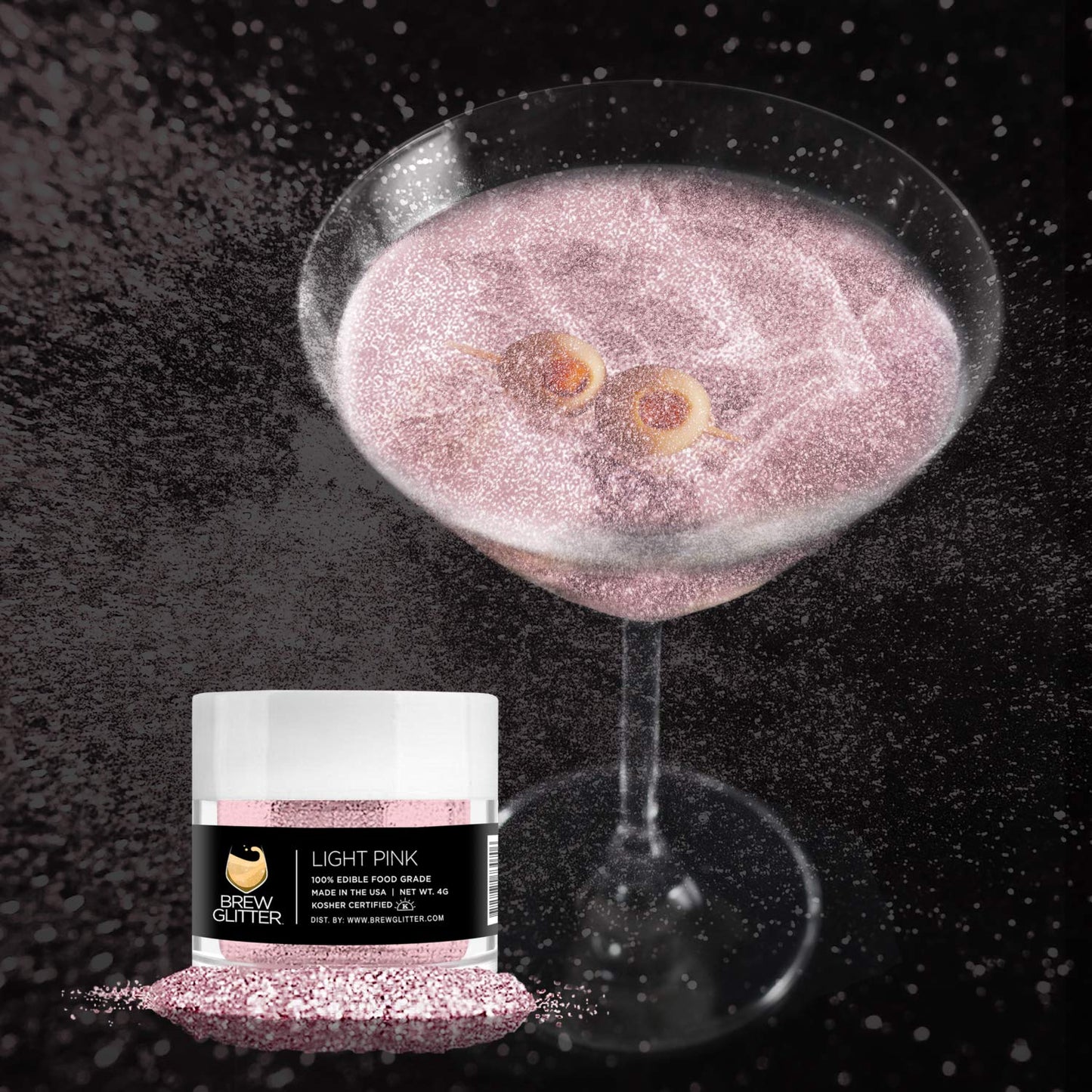 Light Pink BREW GLITTER Edible Glitter For Drinks, Cocktails, Beer, Garnish Glitter & Beverages | KOSHER & HALAL Certified | 100% Edible & Food Grade | Vegan, Gluten, Nut Free (50g, Light Pink)