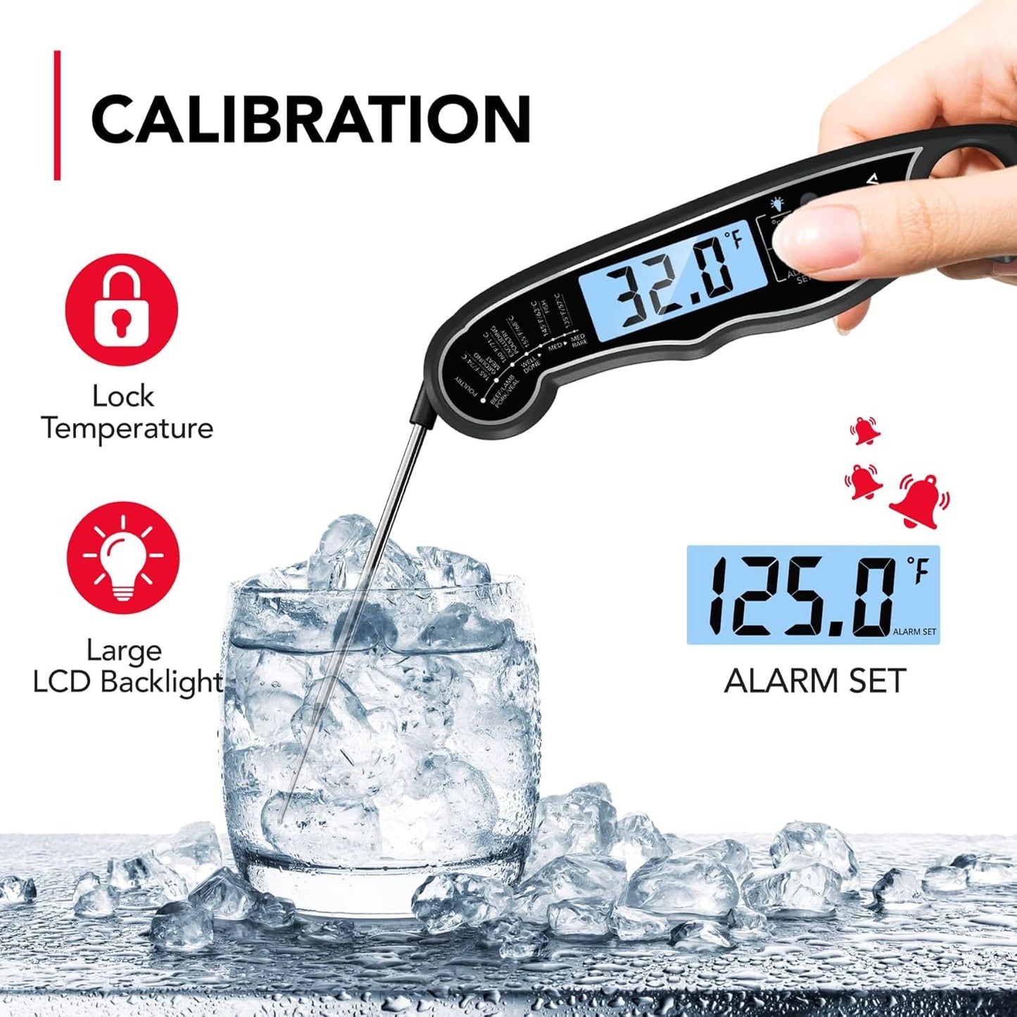 TEMOLA Meat Thermometer, Instant Read Food Thermometer for Cooking, Digital Food Thermometer with LCD Backlight for Candy Fry Grill BBQ Liquids, Kitchen Oven Safe Dual Probe 2 in 1 Thermometer