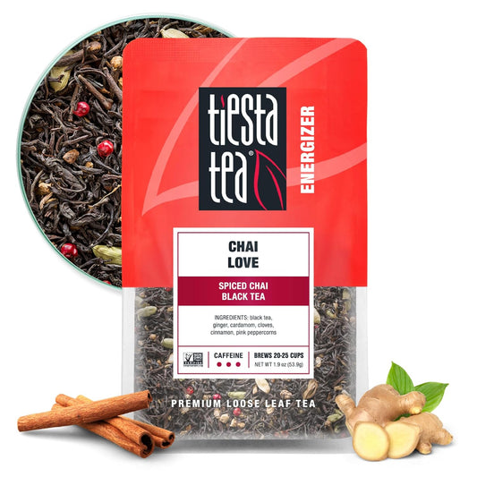 Tiesta Tea - Chai Love, Loose Leaf, Spiced Chai Black Tea, Premium Blend, High Caffeinated Black, Make Hot or Iced Brews Up to 25 Cups, 1.9 Ounce Resealable Pouch