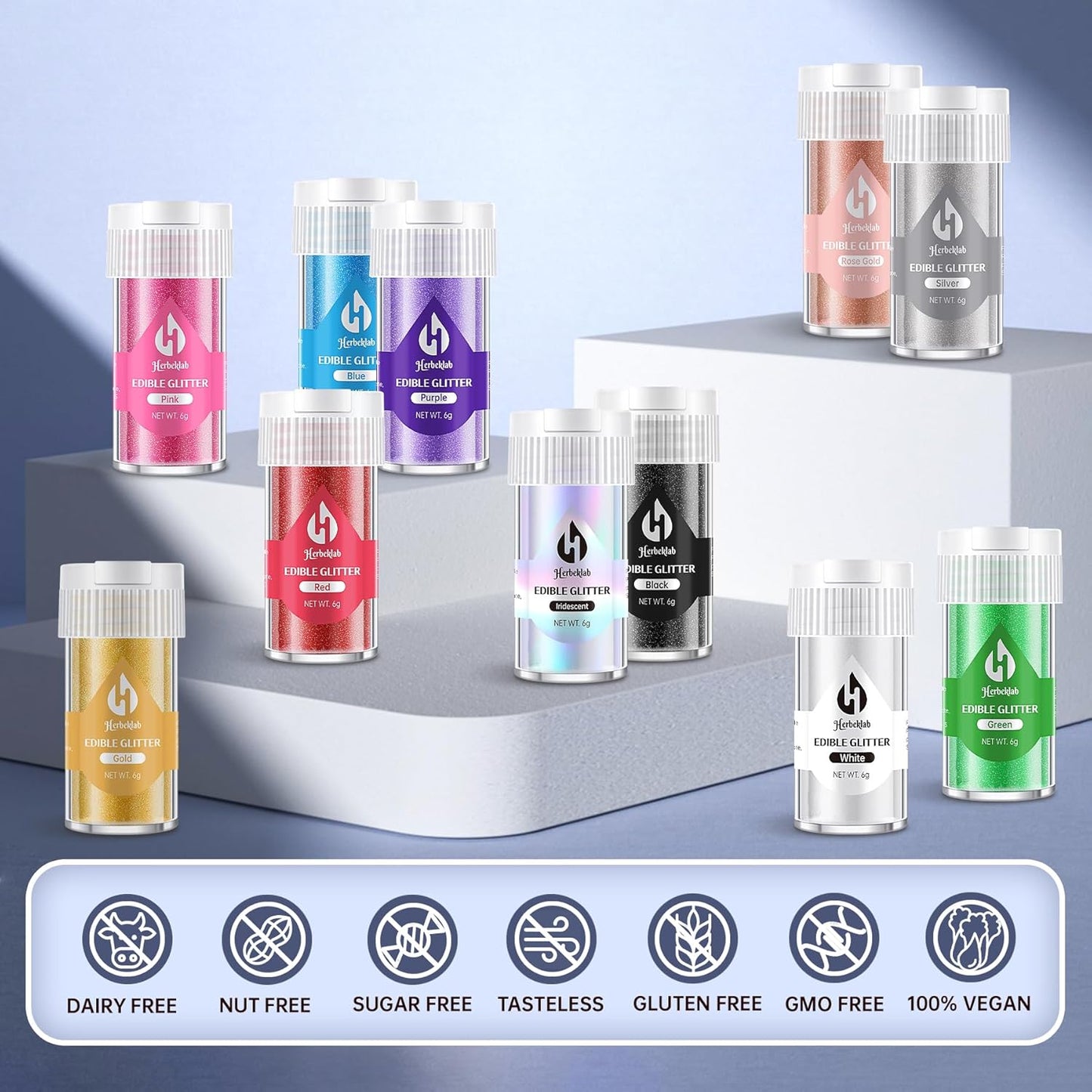 Iridescent Edible Glitter for Cocktails - Rainbow Luster Dust Edible Iridescent Drink Glitter Food Grade Shimmer Powder for Cakes Beverage Chocolate, 6g