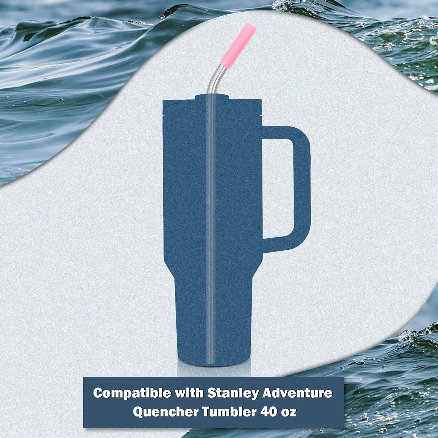Stainless Steel Replacement Straws for Stanley Adventure Travel Tumbler (6 Straws with Tips for 40oz)
