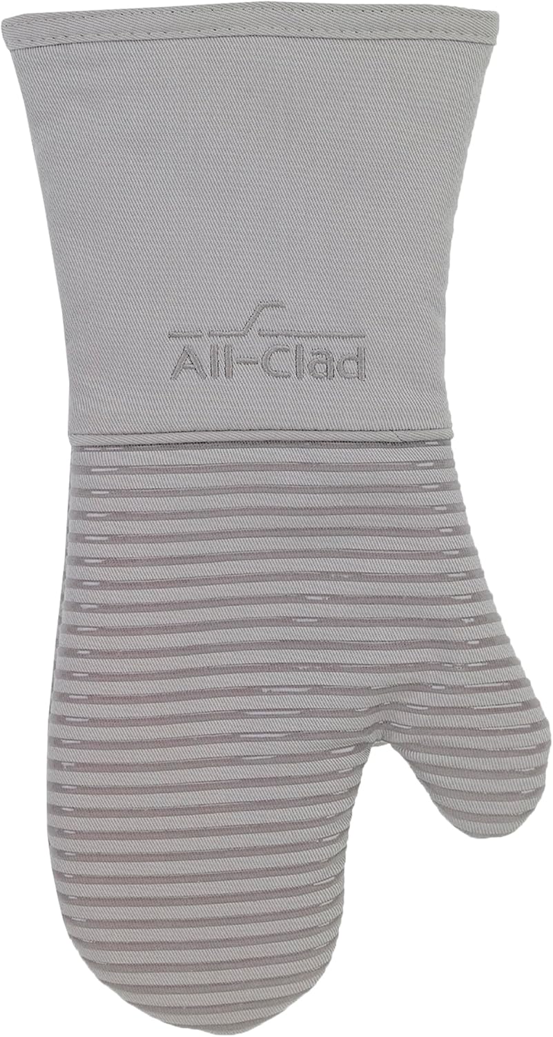 All-Clad Premium Silicone Oven Mitt: Heat Resistant to 500 Degrees - 100% Cotton & Silicone, 14"x7" Pot Holder for Kitchen and Barbeque, (1-Pack), Titanium Gray