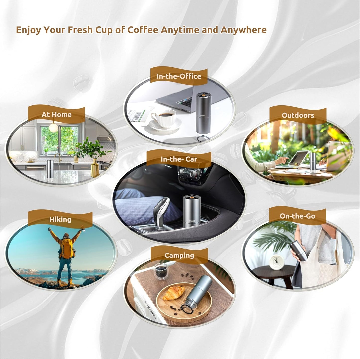 Portable Electric Coffee Grinder, Rechargeable Wireless Handheld Grinder with Stainless Steel Conical Burr, Adjustable Grind Settings, for Espresso, Moka, Pour Over, French Press, Cold Brew