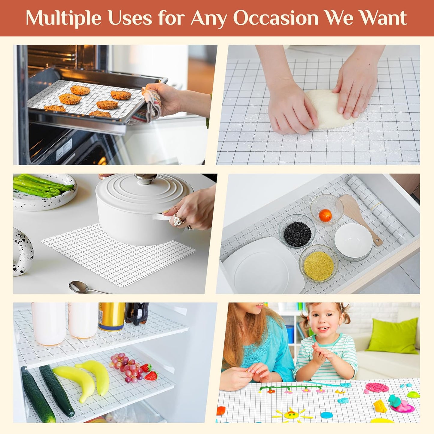 Silicone Baking Mat, 12 IN x 6 FT Free Cutting Baking Sheet,Non-Stick Reusable Dough & Pastry Mat,Non-Slip Silicone Mat Roll for Air Fryer Liner,Freeze Dryer,Oven Baking Pan,Kitchen Counter