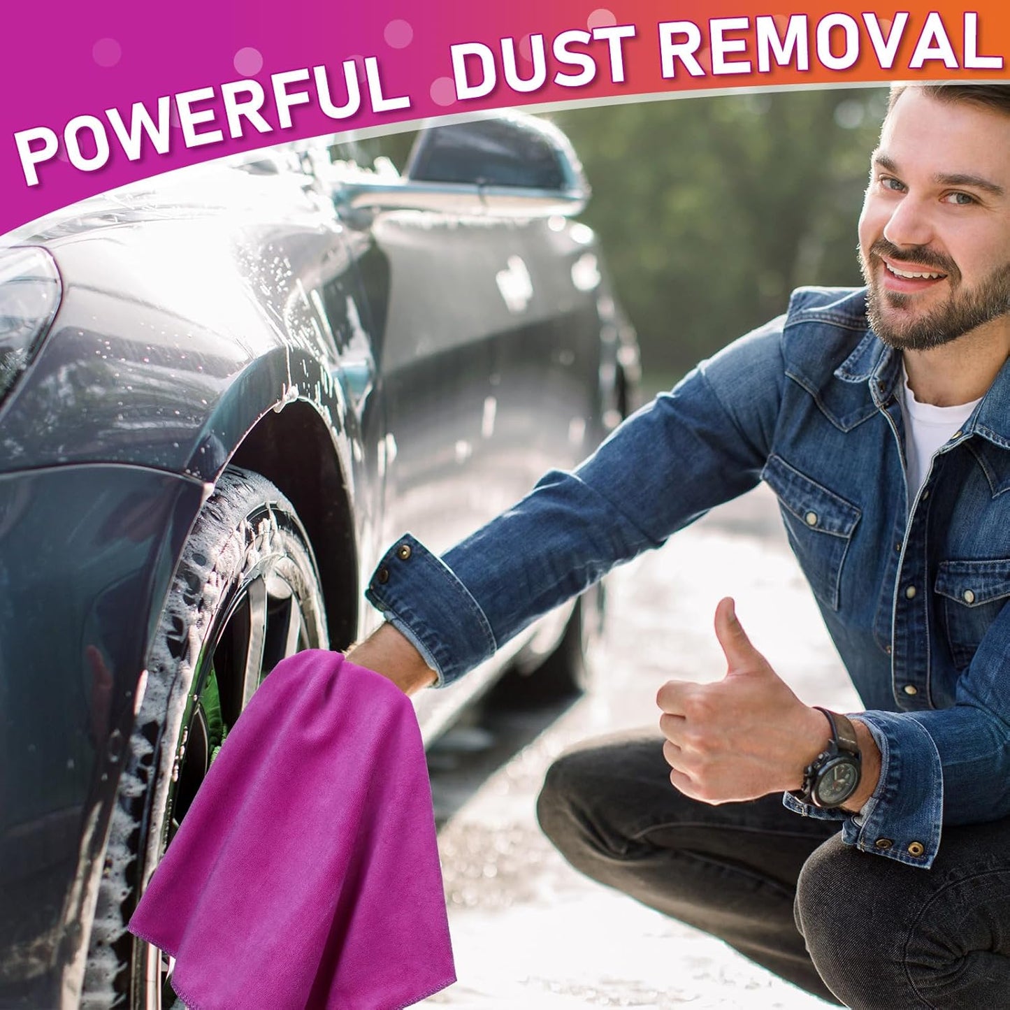 Newwiee 3 Pcs Extra Large Microfiber Cleaning Cloth 30" x 20" Washable Reusable Microfiber Towel Streak Free Lint Free Cloth for Cleaning Home Glass Office Window Bathrooms (Purple)