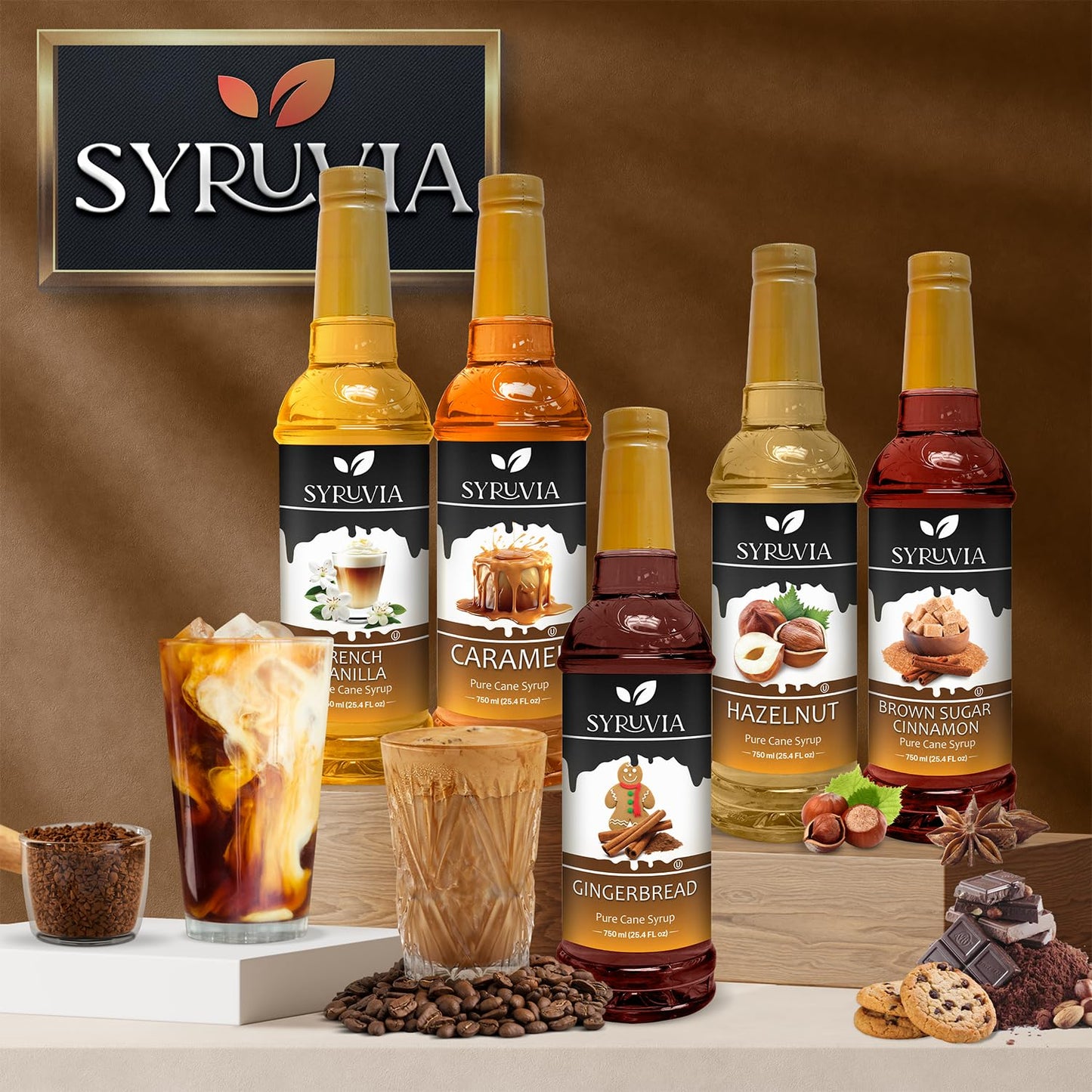 Syruvia Pumpkin Spice Syrup – 25.4 fl oz – Syrup for Coffee, Lattes, Shakes, Smoothies, Desserts – 100% Vegan, Gluten Free, Kosher Delicious Coffee Sauce, (Pack of 2)