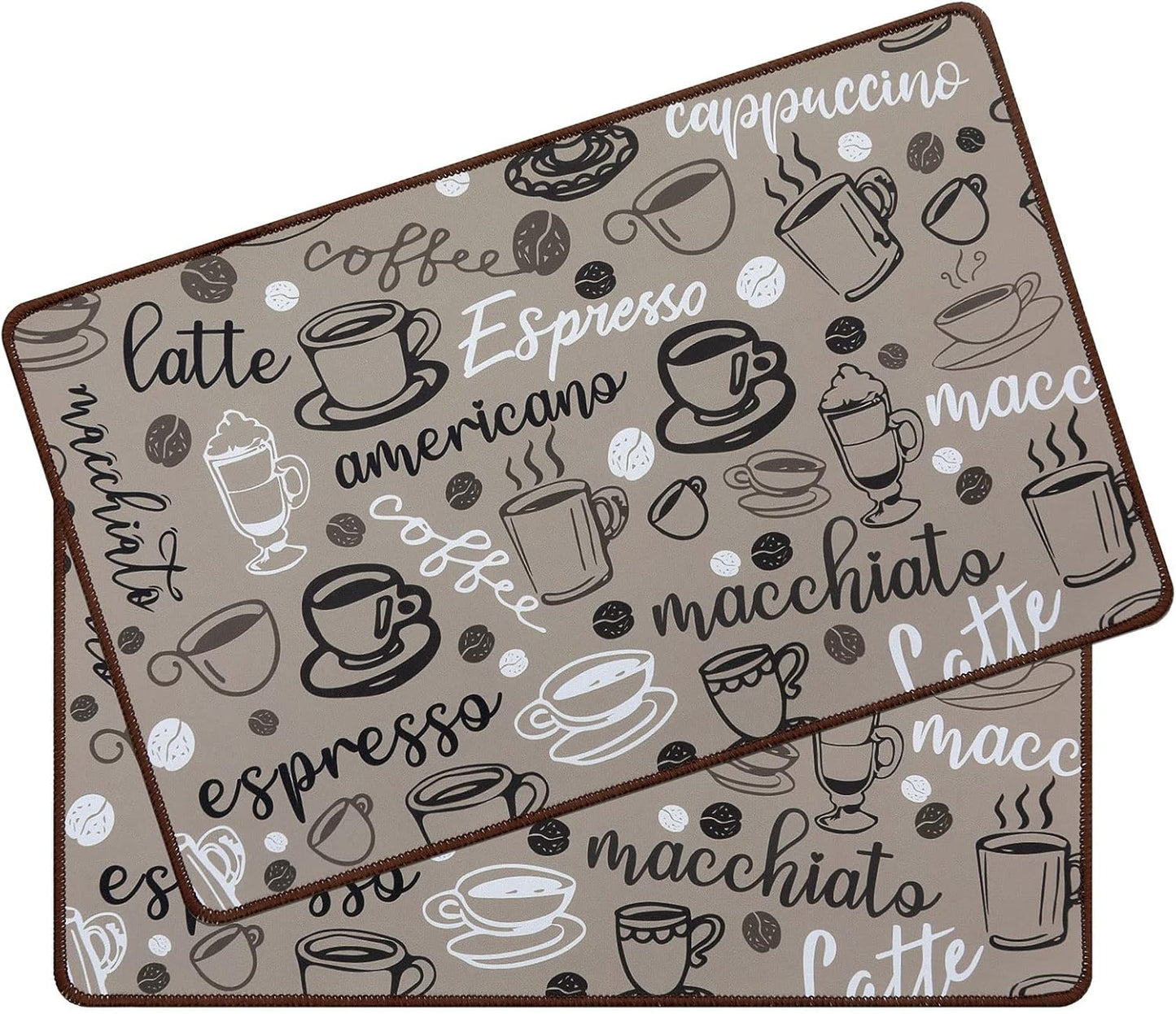 SHACOS Coffee Mat 2-Pack 12x19 Inch Absorbent Non Slip Coffee Maker Mat for Countertop Bar Accessories Espresso Machine Mat Dish Drying Mat Heat Resistant, Khaki