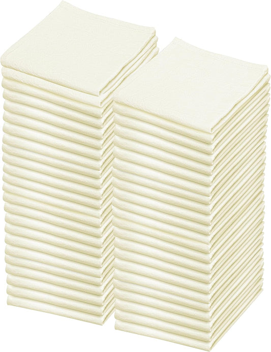 Flour Sack Towels | Tea Towel for Crafts| Kitchen Dish Cotton Blank Towel for Embroidery| Baking Bread Proofing Linen Cover| Thick Absorbent Quick Dry| 50 Pack 28"x28" Natural