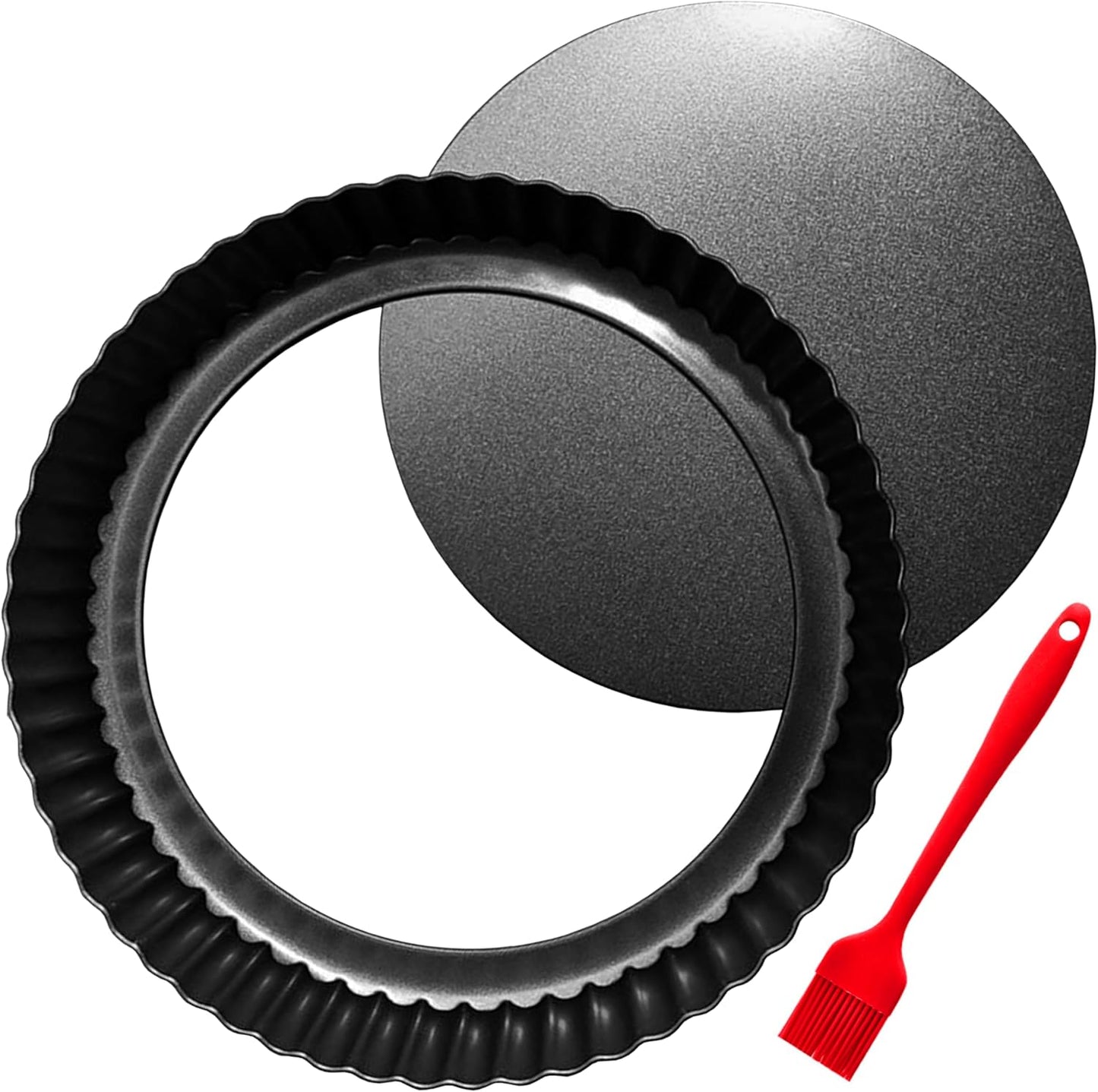 9 Inch Tart and Quiche Pan with Removable Bottom, Pie Pans for Baking, Non-stick Carbon Steel Quiche Pan for Pie, Mousse Cakes, Fruit and Desserts