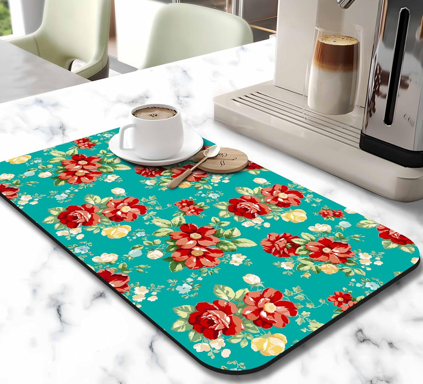 Dish Drying Mat for Kitchen Counter 20x12in Washable Quick Dish Drying Pad Rubber Backed Absorbent Draining Mat Fit Kitchen Counter,Bar,Under Sink,Dishes,Utensils,Dish Rack