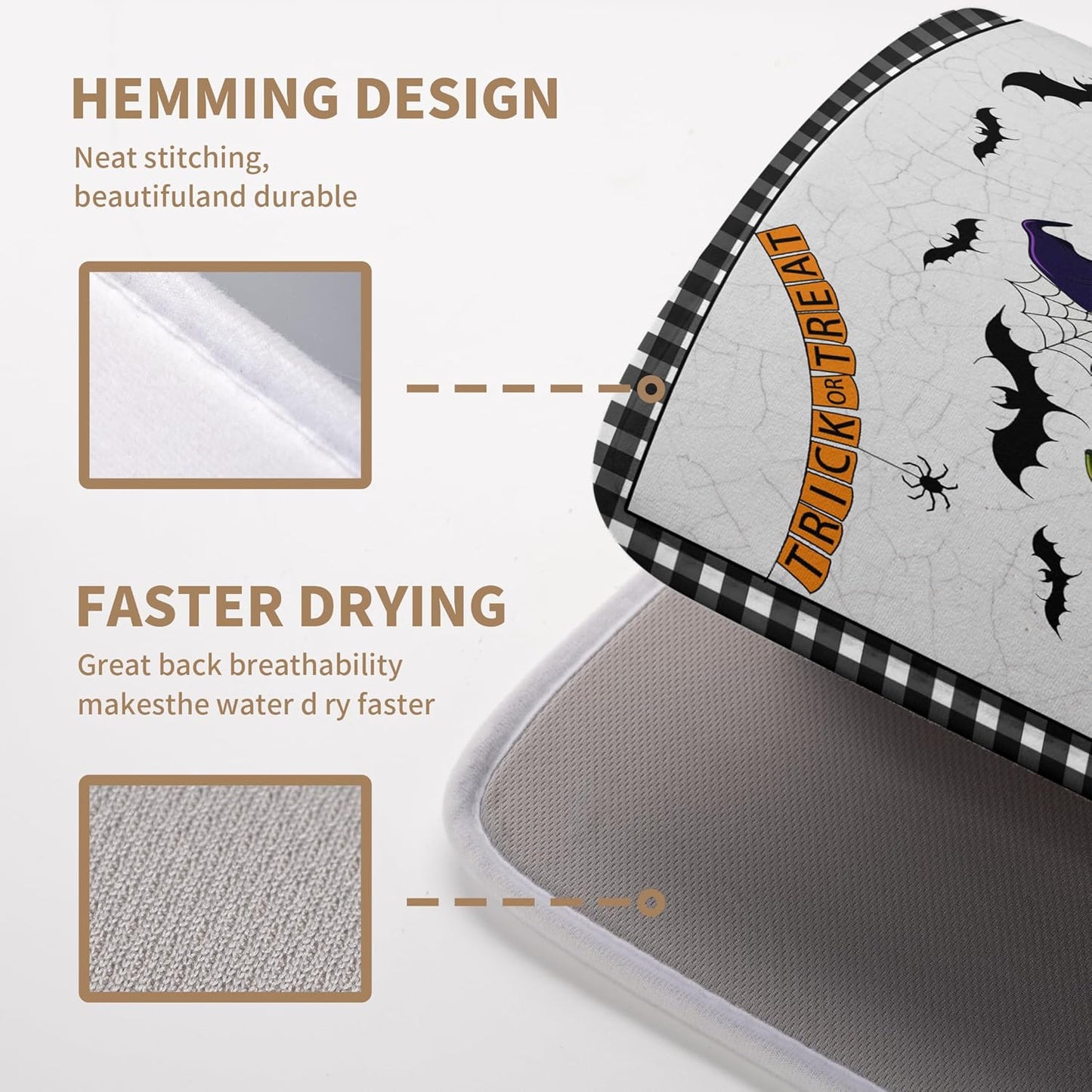 Happy Halloween Pumpkin Truck Dish Drying Mat For Kitchen Trick or Treat Microfiber Absorbent Dish Drying Mats Spooky Black Bat Ghost Self Dish Draining Mat 18x24 In Coffee Bar Spill Pad Decoration