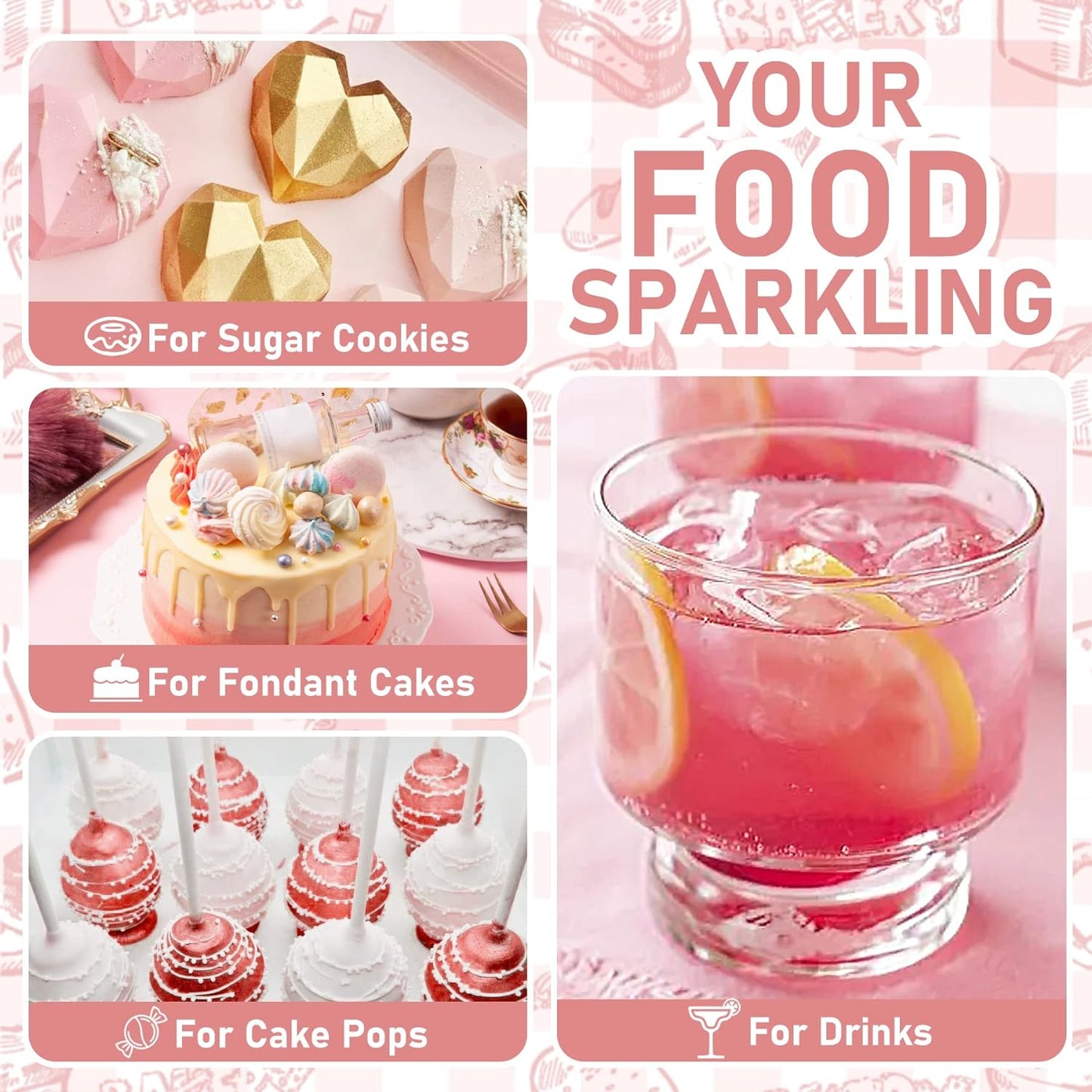 Edible Glitter - 30g Edible Luster Dust Metallic Food Grade Coloring Glitter for Drinks, Baking, Cake Decorating - Edible Dust Powder Shimmer Sprinkle Powder for Icing, Wine, Chocolate, Candy (Gold)