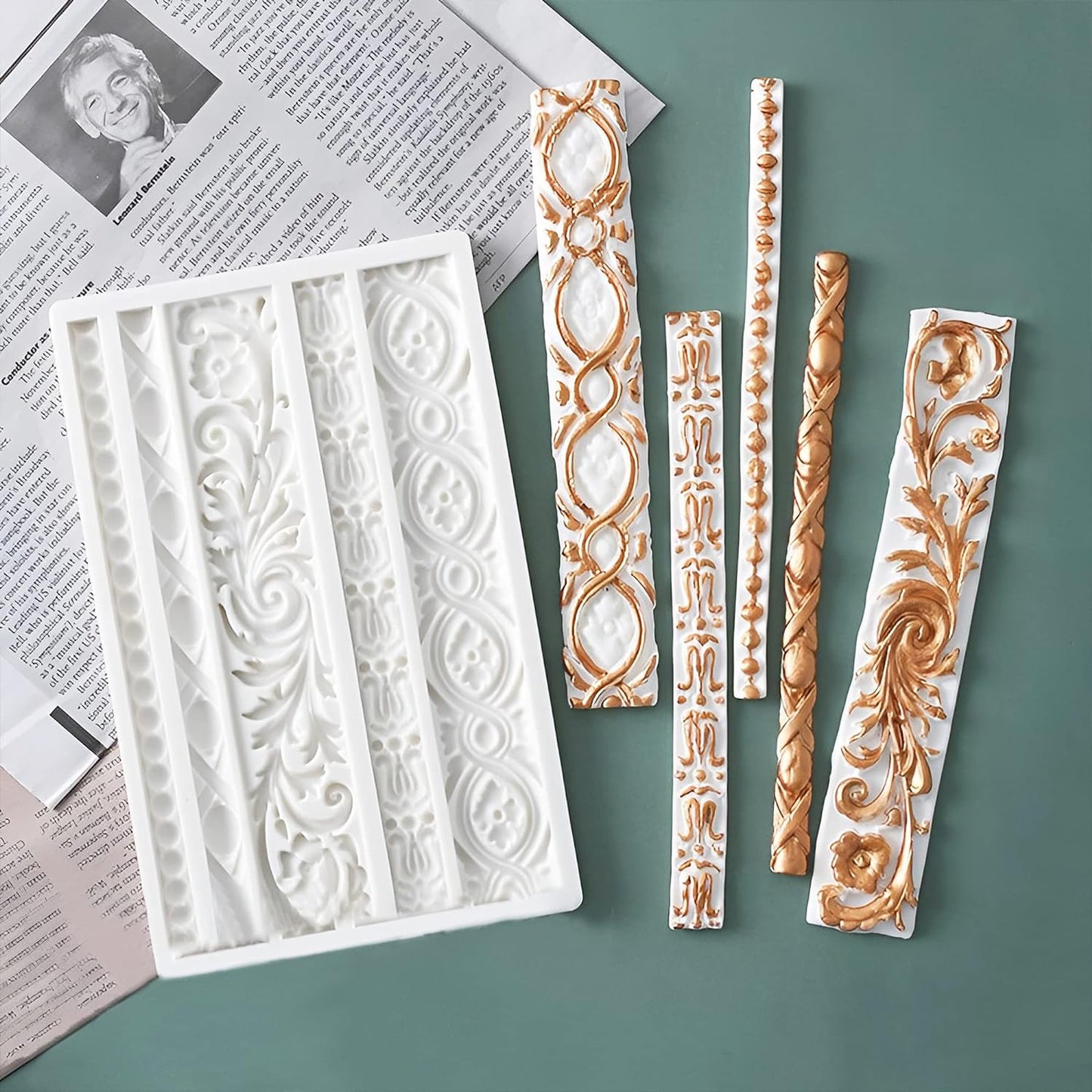 3 Packs Baroque Silicone Molds Scroll Silicone Baroque Mold Clay Molds Fondant Molds Border Fondant Mold Wedding Birthday Cake Decoration