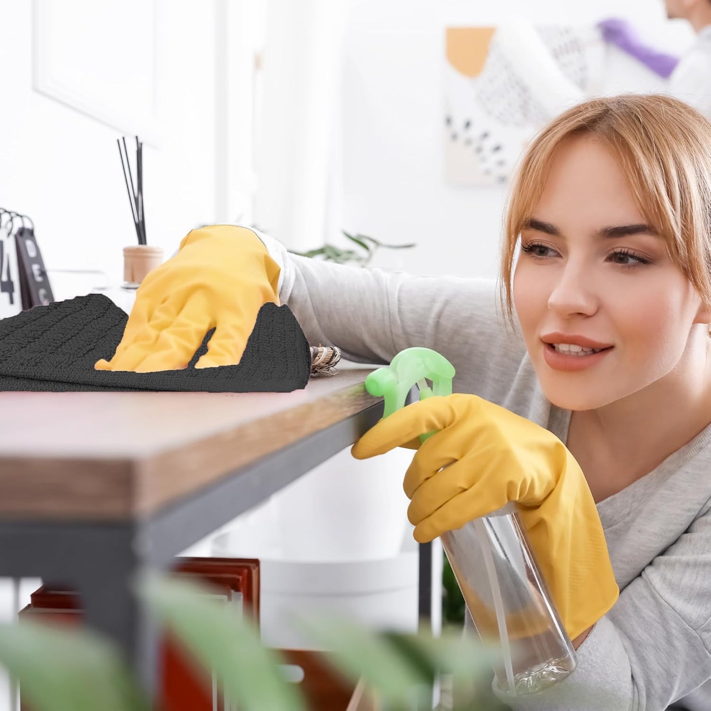 ZUPERIA Bar Mop Kitchen Towels - Pack of 12 (16" x19”) 100% Ring Spun Cotton - Dish Washcloths for Superb Cleaning and Less Lint - Highly Absorbent Dish Cloths and Dish Towels for Everyday use (Grey)