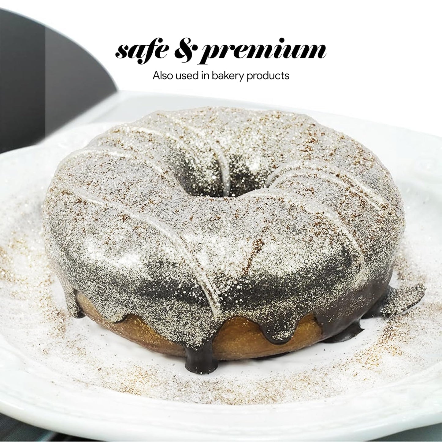 BeePoint White Edible Luster Dust 15g - Food Grade, Vibrant Color Shimmer Powdered Dust for Drinks, Cocktails, Cake Decorating, Baking, Chocolates, Candy, Sweets, & Cookies - Vegan & Gluten Free