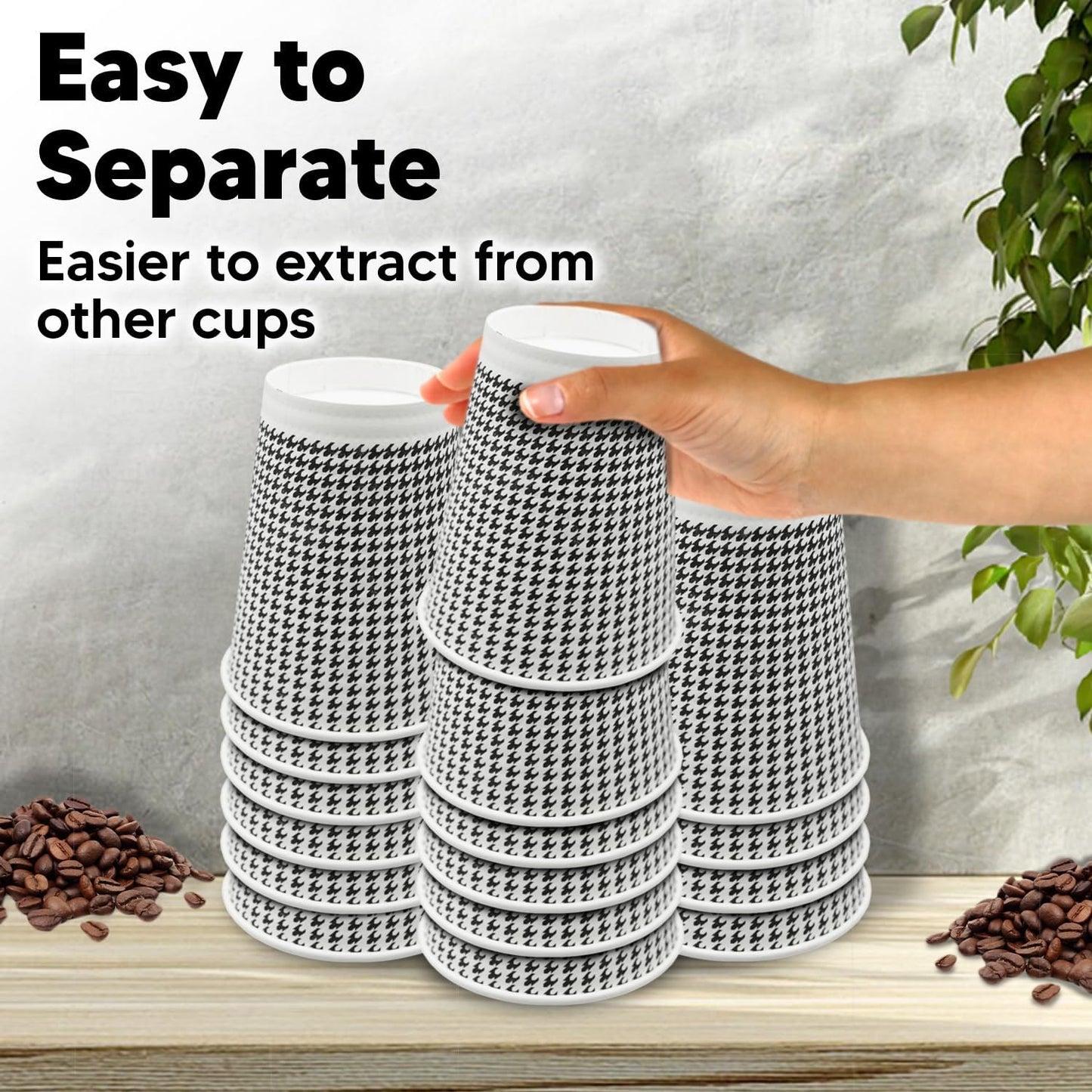 8 oz Coffee Cups - 200 Pack【No Lids】 Insulated Corrugated Disposable Paper Cups To Go, Double Wall Paper Hot Cups Bulk for Hot Beverage or Cold Drinks