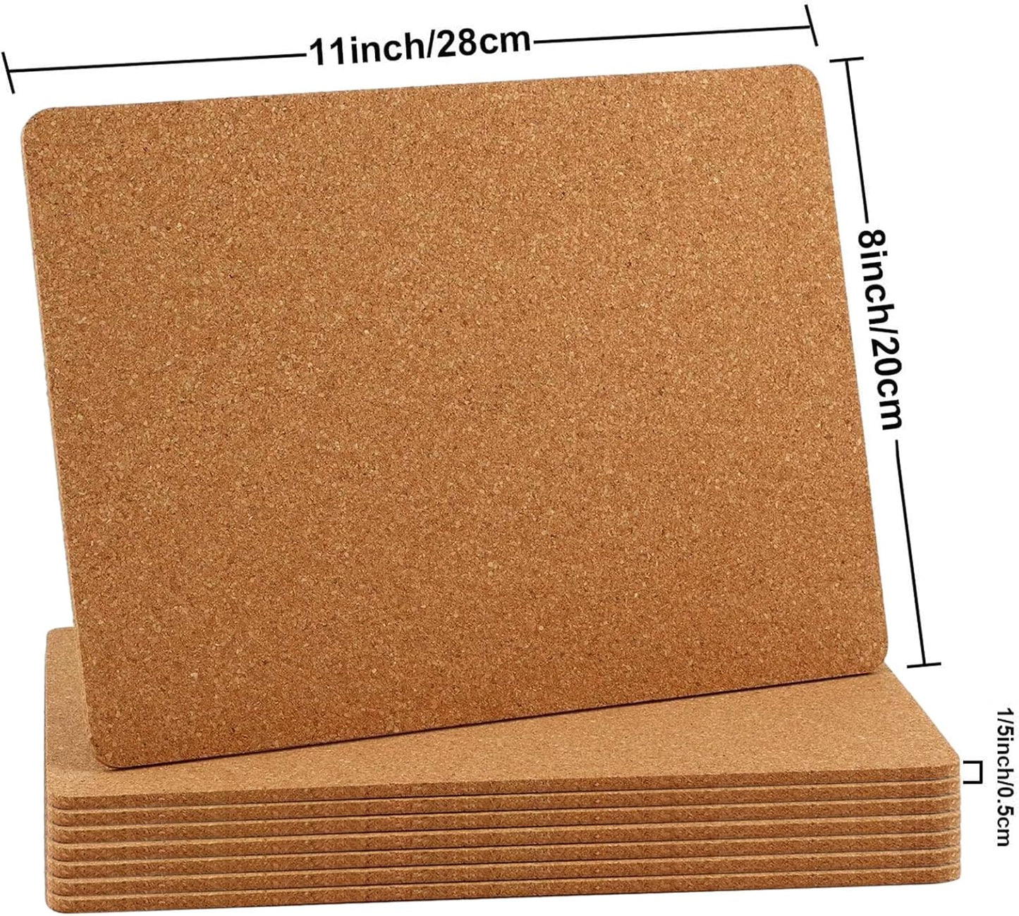 Boao 8 Pack Rectangle Cork Trivets for Hot Dishes 11'' x 8'' x 0.2'' Cork Plant Coasters Placemat Hot Pad Sheet Heat Resistant for Kitchen Countertops Table Pots Pans Restaurant Cafe Wedding Supplies