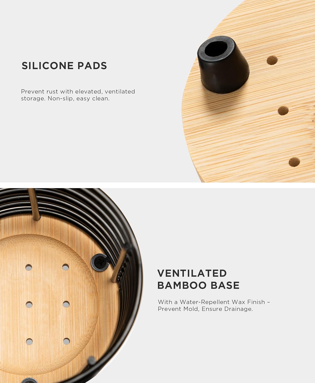 HBlife Coffee Pod Holder & Coffee Stirrers Holder Set, Metal and Wooden Coffee Bar Accessories Large Capacity Kitchen Counter Decor for Keurig K cup & Nespresso Vertuo (Black Wire)