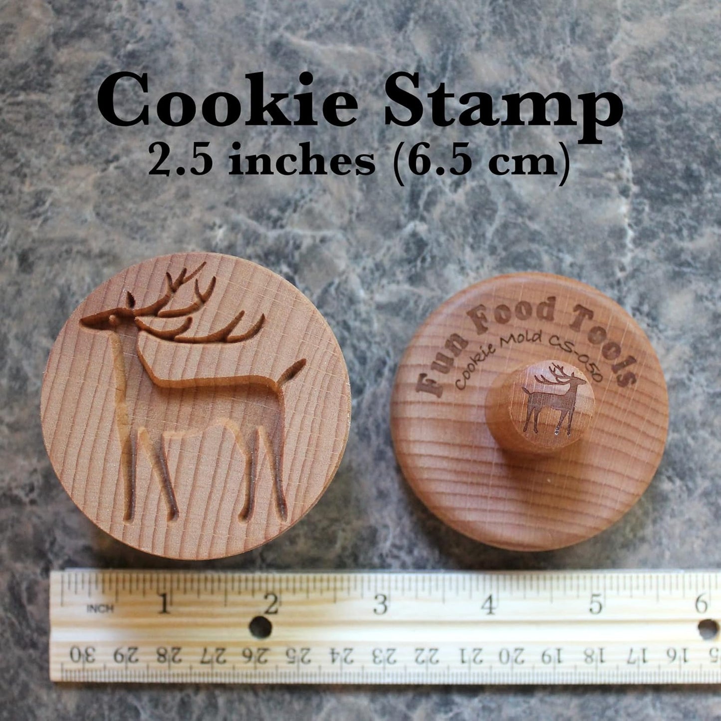 Wood Cookie Stamp, 2.5 Inch (Reindeer CS-050)
