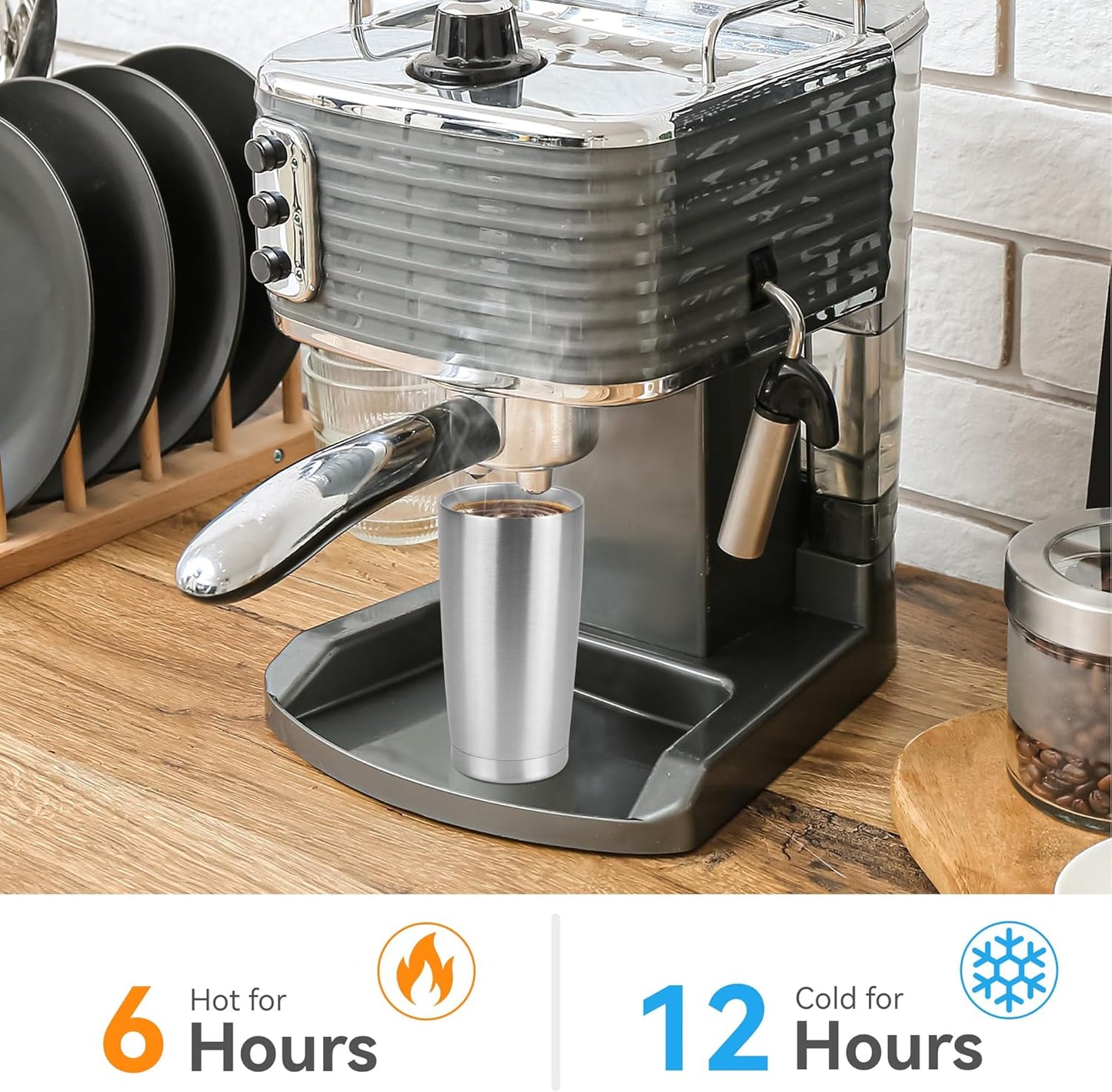 20 oz Tumbler Stainless Steel Tumblers Bulk with Lid Double Wall Insulated Coffee Tumbler Cups for Hot & Cold Drinks Powder Coated Travel Coffee Tumbler Mug Metal (Stainless Steel, 12 pack)