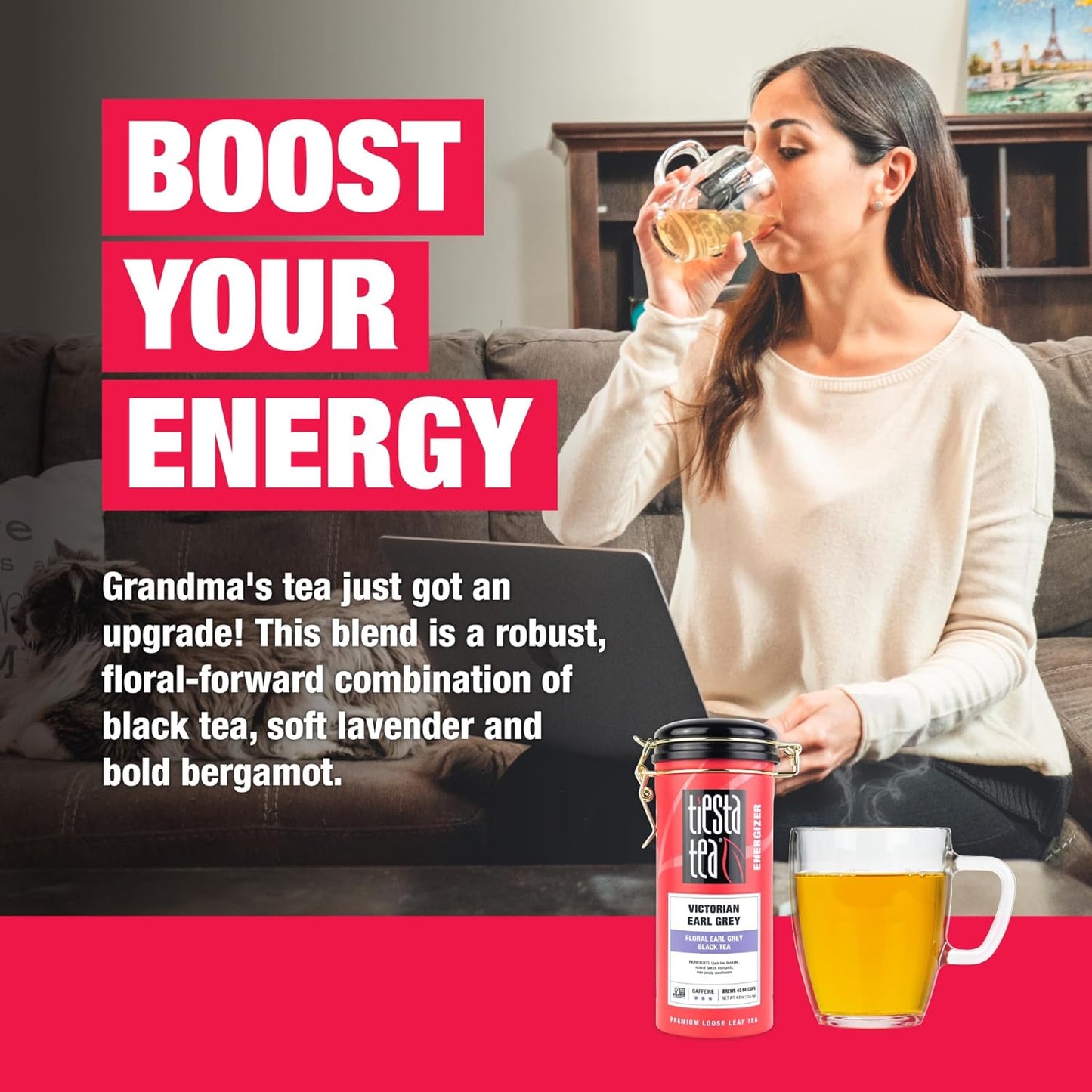 Tiesta Tea - Victorian Earl Grey, Loose Leaf, Floral Earl Grey Black Tea, Premium High Caffeinated Black Drink, Make Hot or Iced, Brews Up to 50 Cups, 4oz Refillable Tin