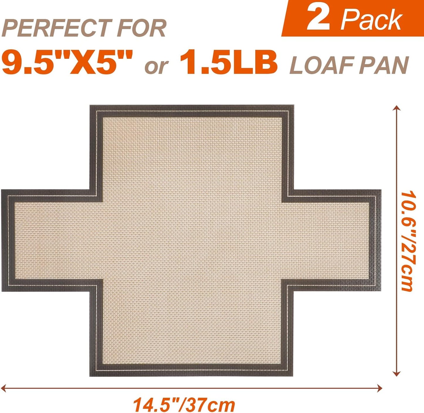 Silicone Bread Loaf Pan Liner, 2 Pack Reusable Silicone Bread Sling Loaf Pan Lifters for 9x5" or 1.5lb Loaf Pans, Nonstick Dough Transfer Tool for Baking