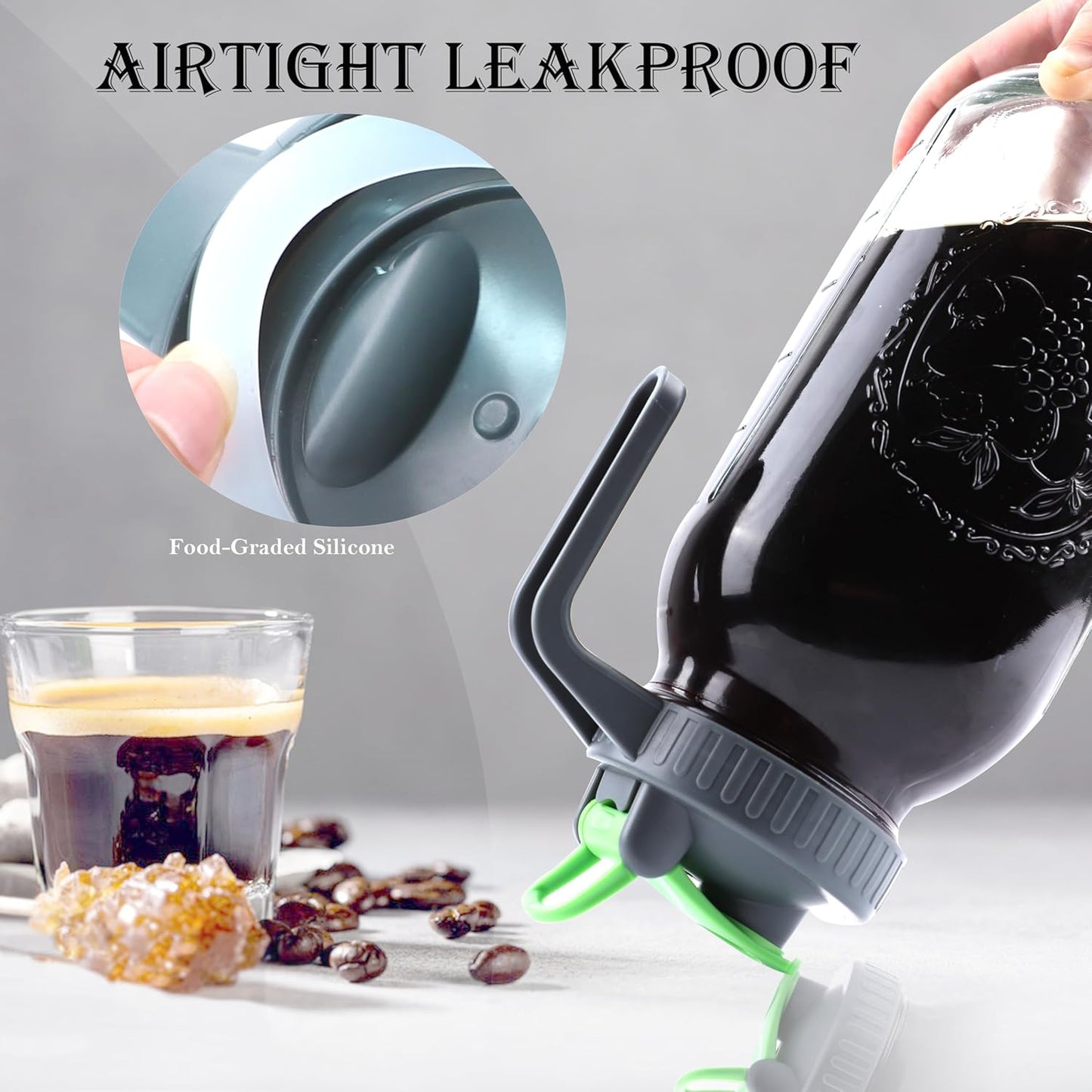 Cold Brew Coffee Maker 64 Oz Mason Jar Iced Tea Pitcher With Strainer 2 Set Half Gallon Glass Pitcher With Spout Lid 2 Quar Water Jug For Fridge Beverage, Sun Tea, Hot Cold Brew, Lemonade, Juice