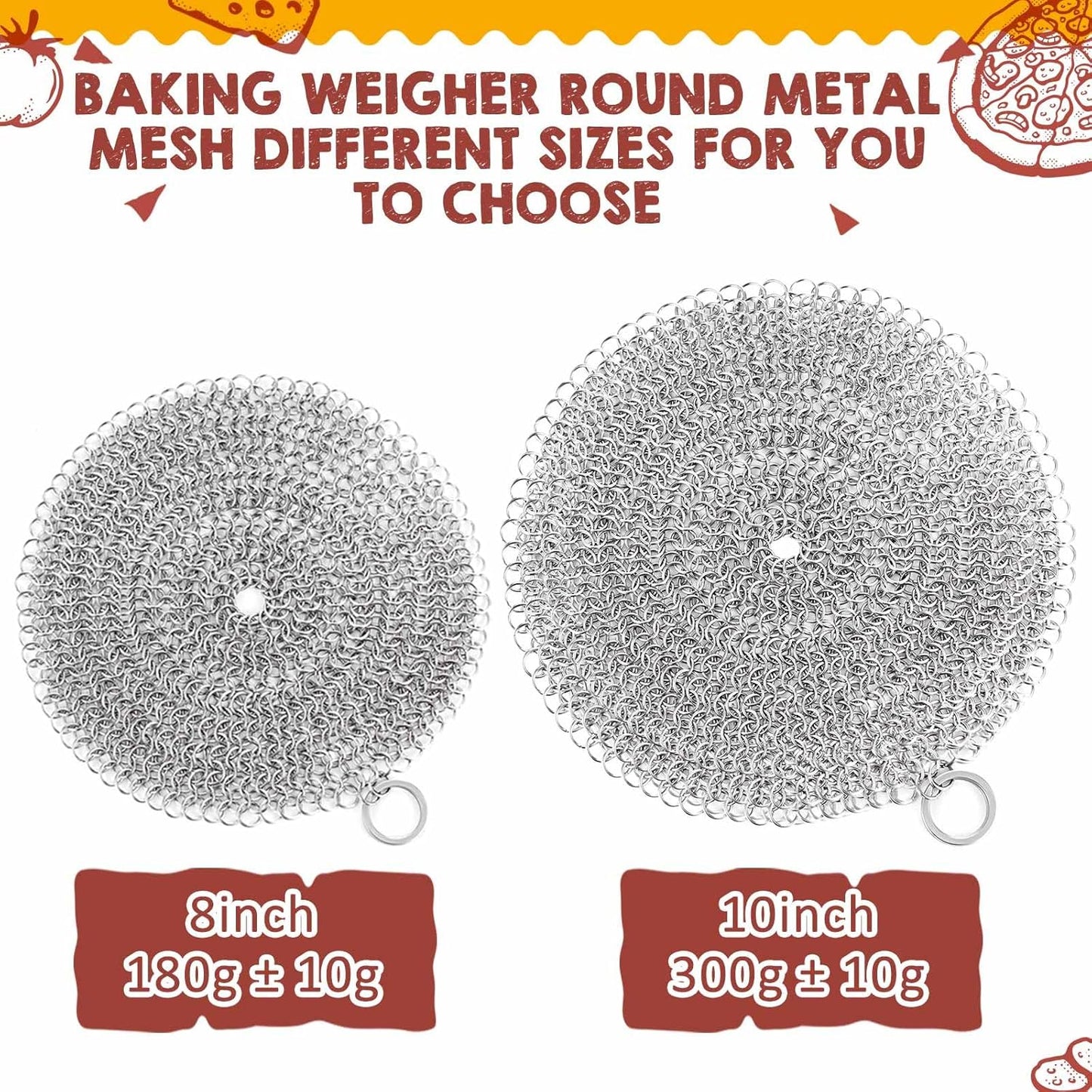 Patelai 2 Pcs Stainless Steel Pie Weights for Baking Universal Fit Pie Weight for 7-10 Inch Pies Round Metal Pies Weights Chain Dishwasher Safe Durable Blind Baking Dough Cooking Pastry (10 Inch)