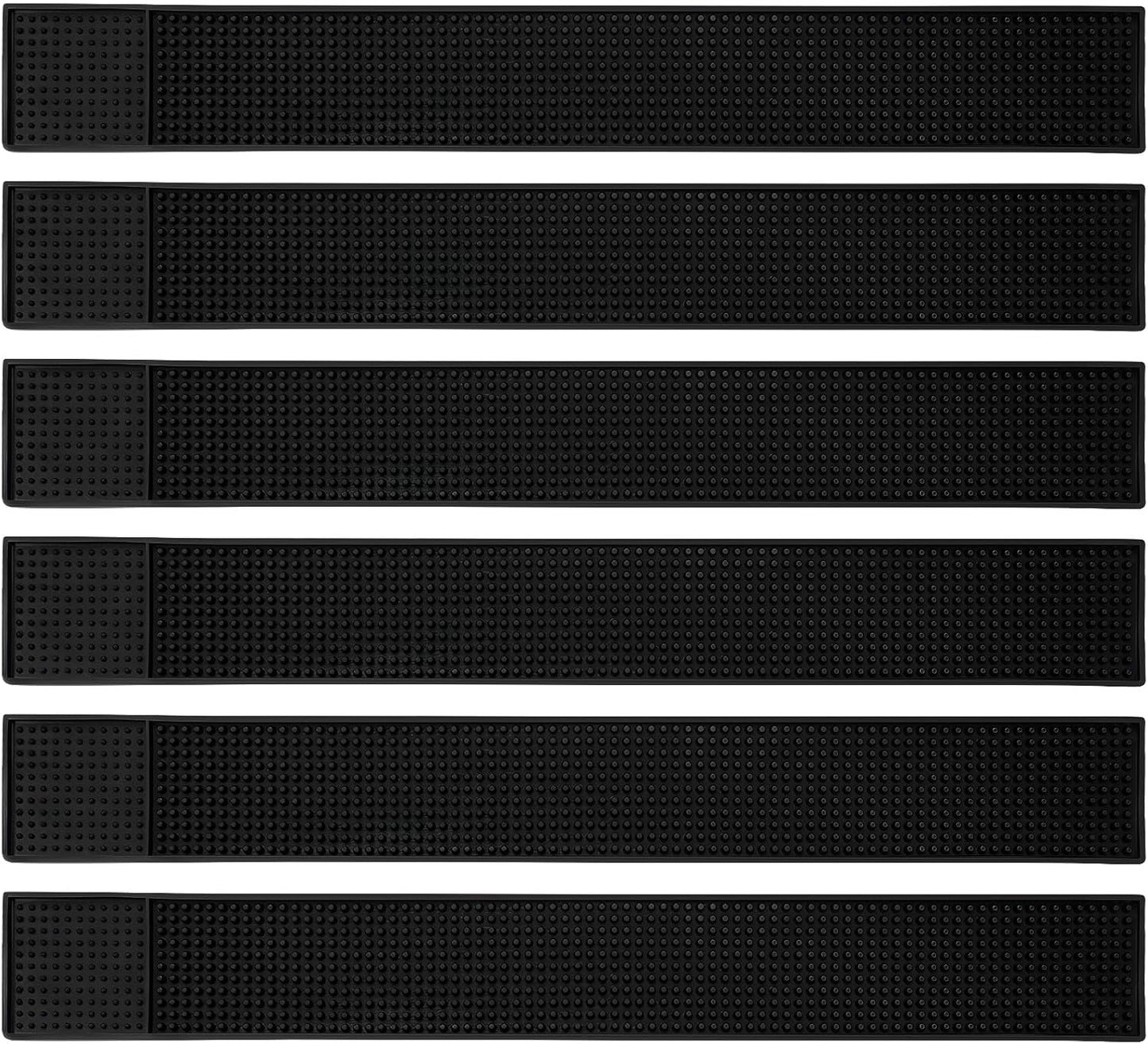 Tioncy 6 Pcs Bar Mat for Countertop 24 x 3 Inch Non Slip Rubber Mat Service Spill Cocktail Bartending Restaurants Barbershop Clippers Salon Tools, Black