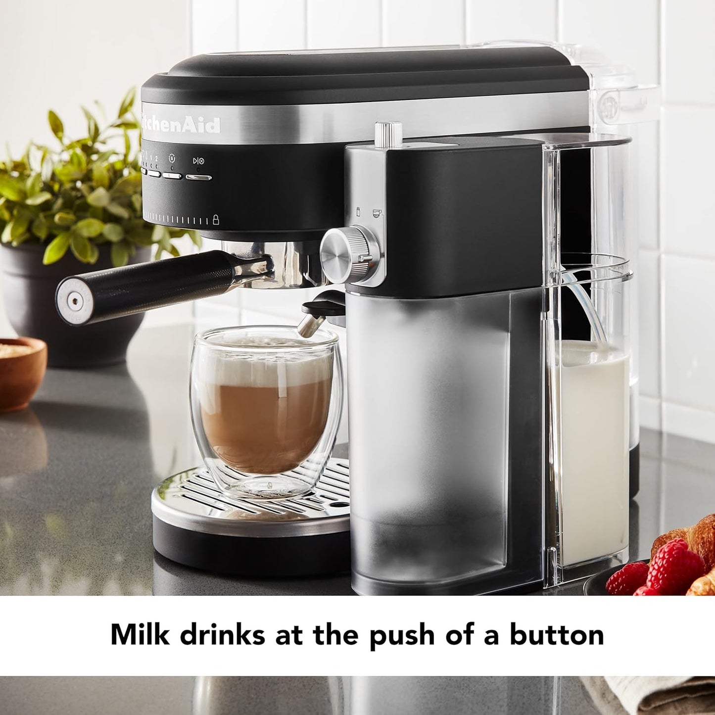 KitchenAid Semi-Automatic Espresso Machine and Automatic Milk Frother Attachment - KES6404