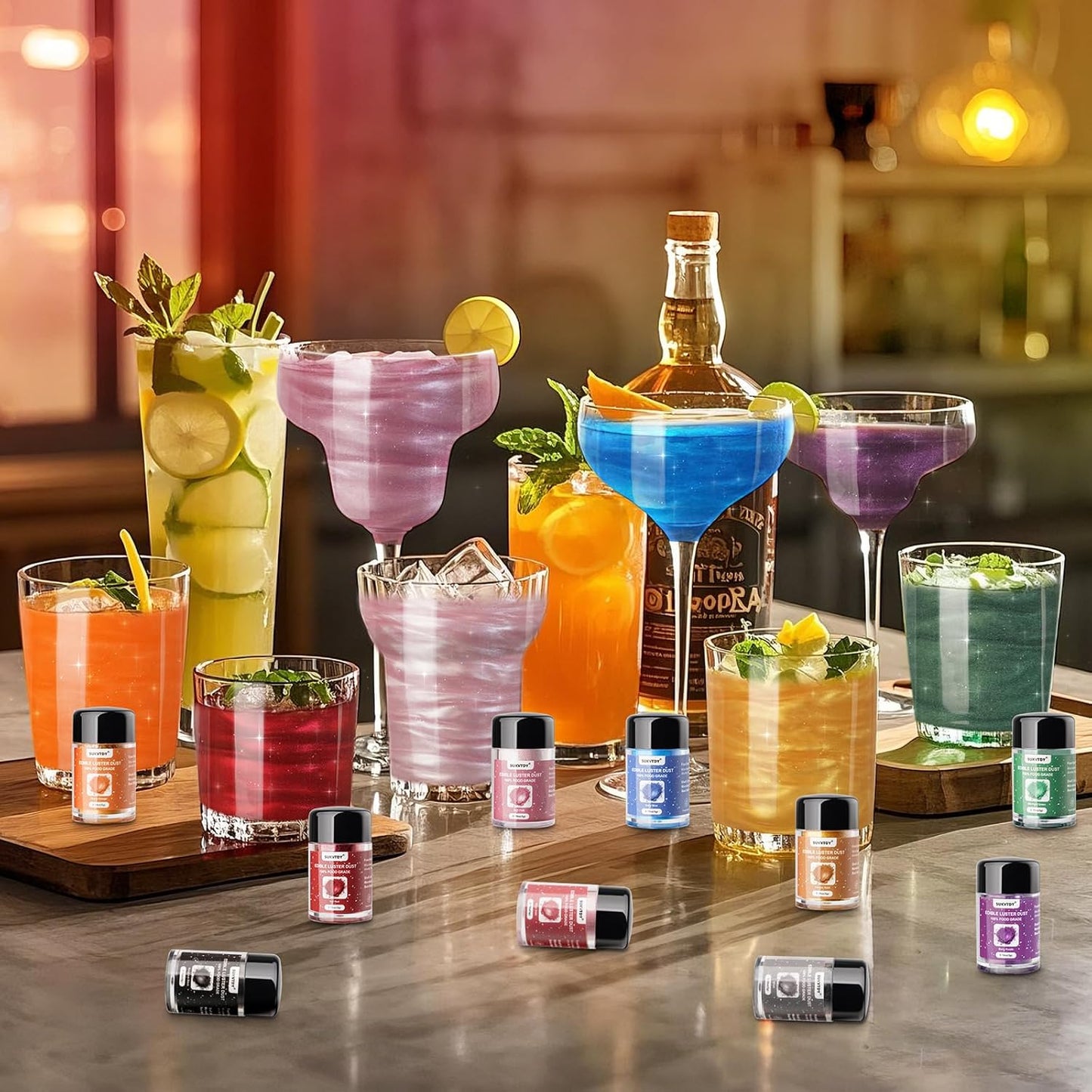 Edible Glitter for Cocktails and Cakes, 12 Colors x 5g Food Grade Shimmer Luster Dust Edible Set, Food Glitter for Drinks Cookies Chocolate