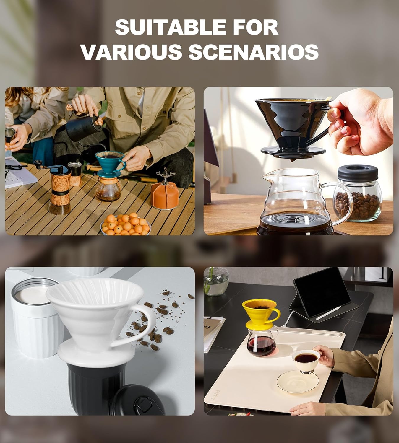 Pour Over Coffee Dripper - Ceramic Pour Over Coffee Maker Cone, Porcelain Coffee Drip, Pour Over Single Cup, Manual Brew Maker for Home, Cafe, Office - 1-4Cup, V60 Size 02 (Lake blue)