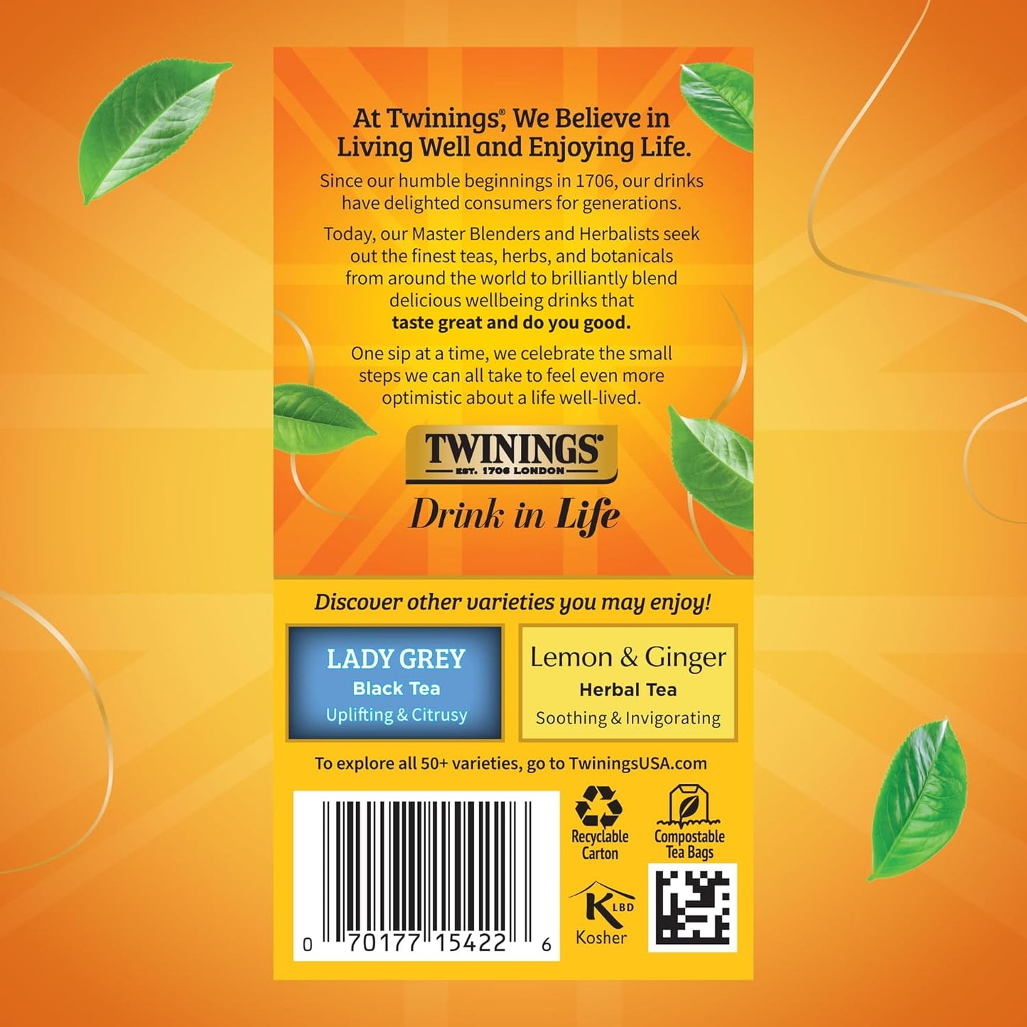 Twinings Earl Grey Black Tea Individually Wrapped Bags, 20 Count (Pack of 1), Flavoured with Citrus and Bergamot, Caffeinated, Enjoy Hot or Iced, 20 Teabags