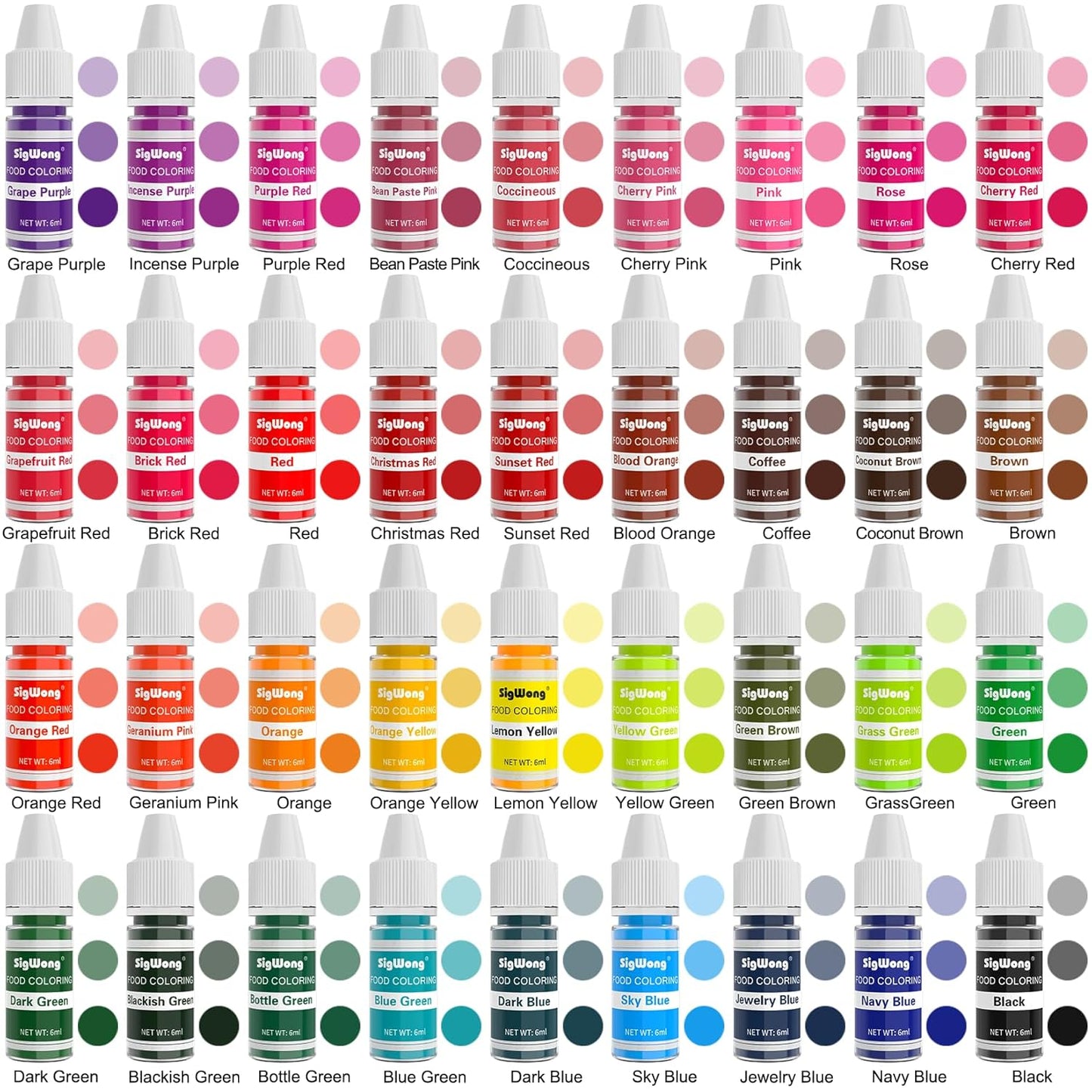 Food Coloring - 36 Color Concentrated Liquid Food Coloring Set - Neon Liquid Food Color Dye for Baking, Decorating, Icing, Cooking, Slime Making Kit and DIY Crafts, 6ml Bottles (0.25 Fl. Oz)