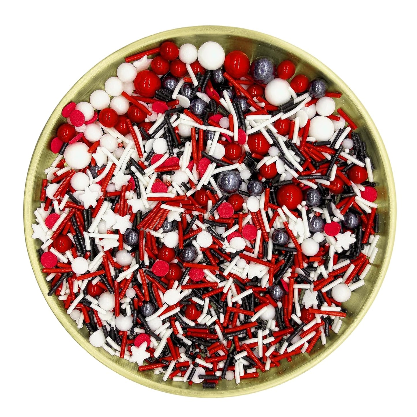 Dynastang Red & White & Black Sprinkles Mixed Style Edible Cake Decorations Cupcake Toppers Cookie Perfect for Cakes, Cupcakes, Desserts Toppings 3OZ