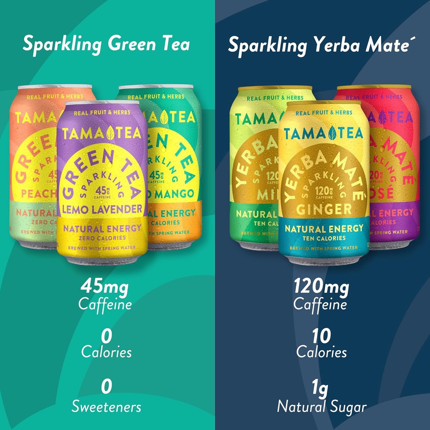Sparkling Rose Yerba Mate by Tama Tea - Unsweetened Natural Energy Drink with Real Fruit & Herbs - Healthy Caffeine Drink Alternative - 120mg of Brain-Boosting Caffeine, 10 Calories - 12oz Pack of 12