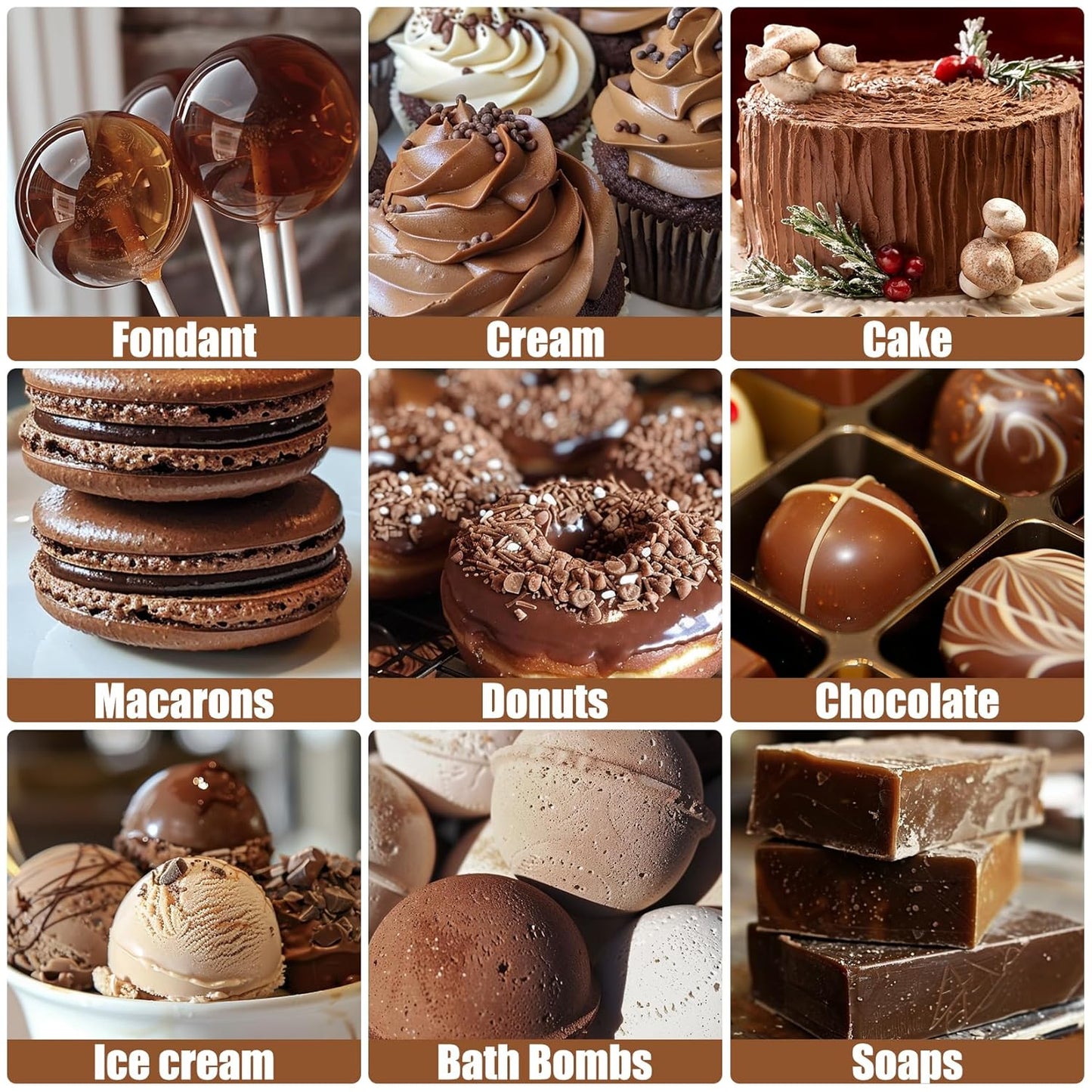 Oil Based Food Coloring for Chocolate - 50ml Brown Upgraded Edible Oil Based Food Dye for Cake Decorating, Baking, Candy Melts, Cookie, Icing Frosting, Fondant, Meringues - 1.69 Fl.Oz Bottles