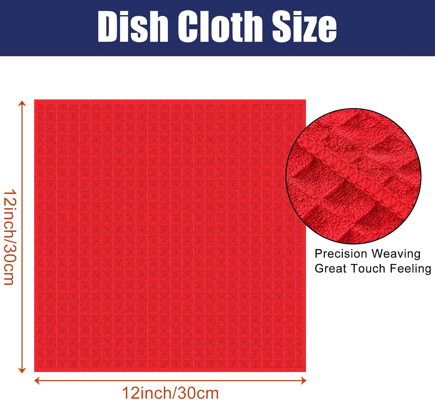 Homaxy Microfiber Waffle Weave Kitchen Dish Cloths, 12 x 12 Inch Ultra Absorbent and Solid Color Dish Towels for Kitchen Fast Drying Dishcloth for Washing Dishes, 12 Pack, Red