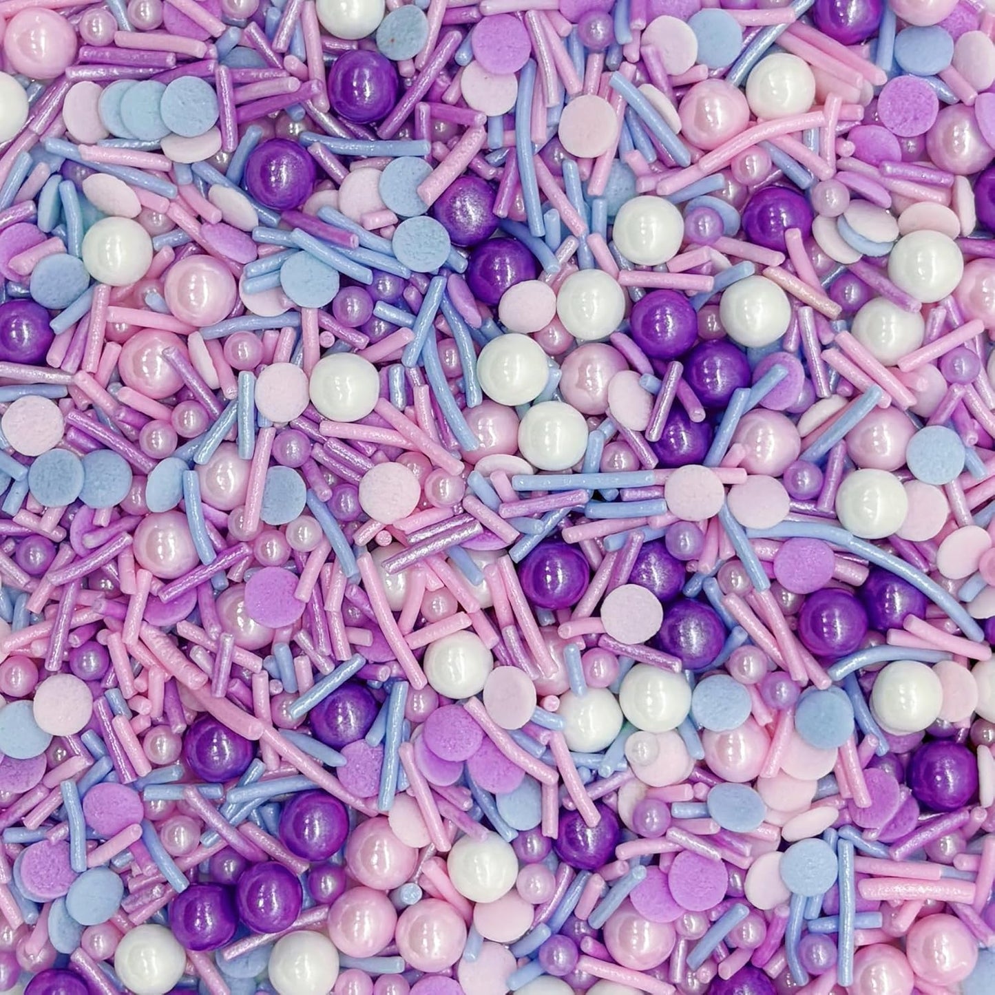 Dynastang Purple & Pink & Blue & White Sprinkles Mixed Style Edible Cake Decorations Cupcake Toppers Cookie Perfect for Cakes, Cupcakes, Desserts Toppings 3OZ