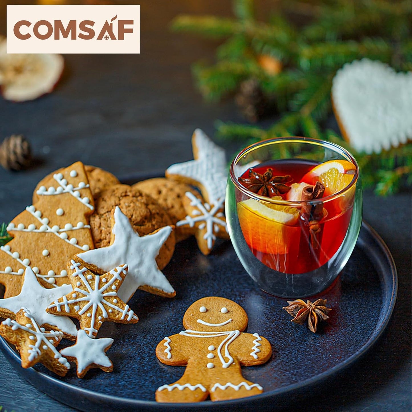 ComSaf Cappuccino Cup 8 oz, Glass Coffee Cups Set of 2, Double Walled Glass Coffee Mugs for Caramel Macchiato, Latte, Flat White, Lungo, Coffee Mug Set Gift for Christmas, Birthday