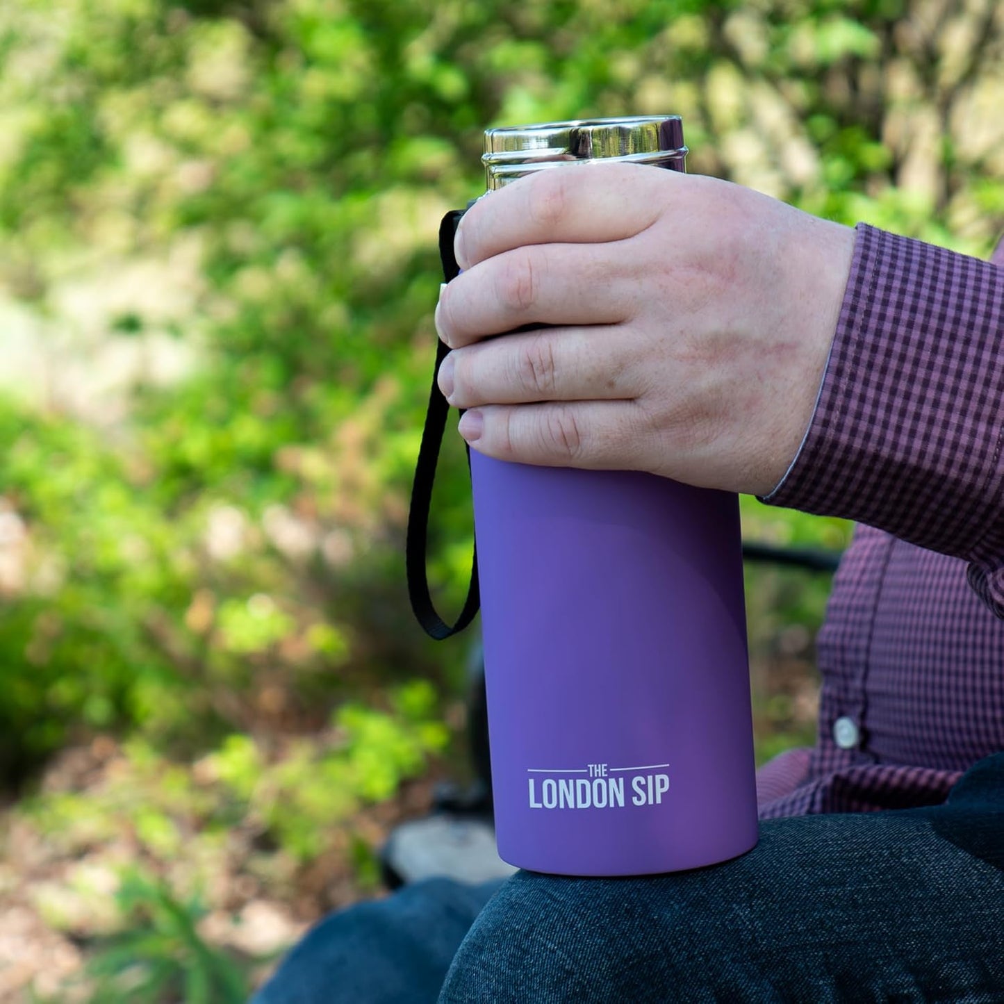 London Sip 25 oz Multi-Purpose Tea Infuser Mug – Fruit Infuser Water Bottle for Hot and Cold – Double Wall Stainless Steel Insulated, Purple